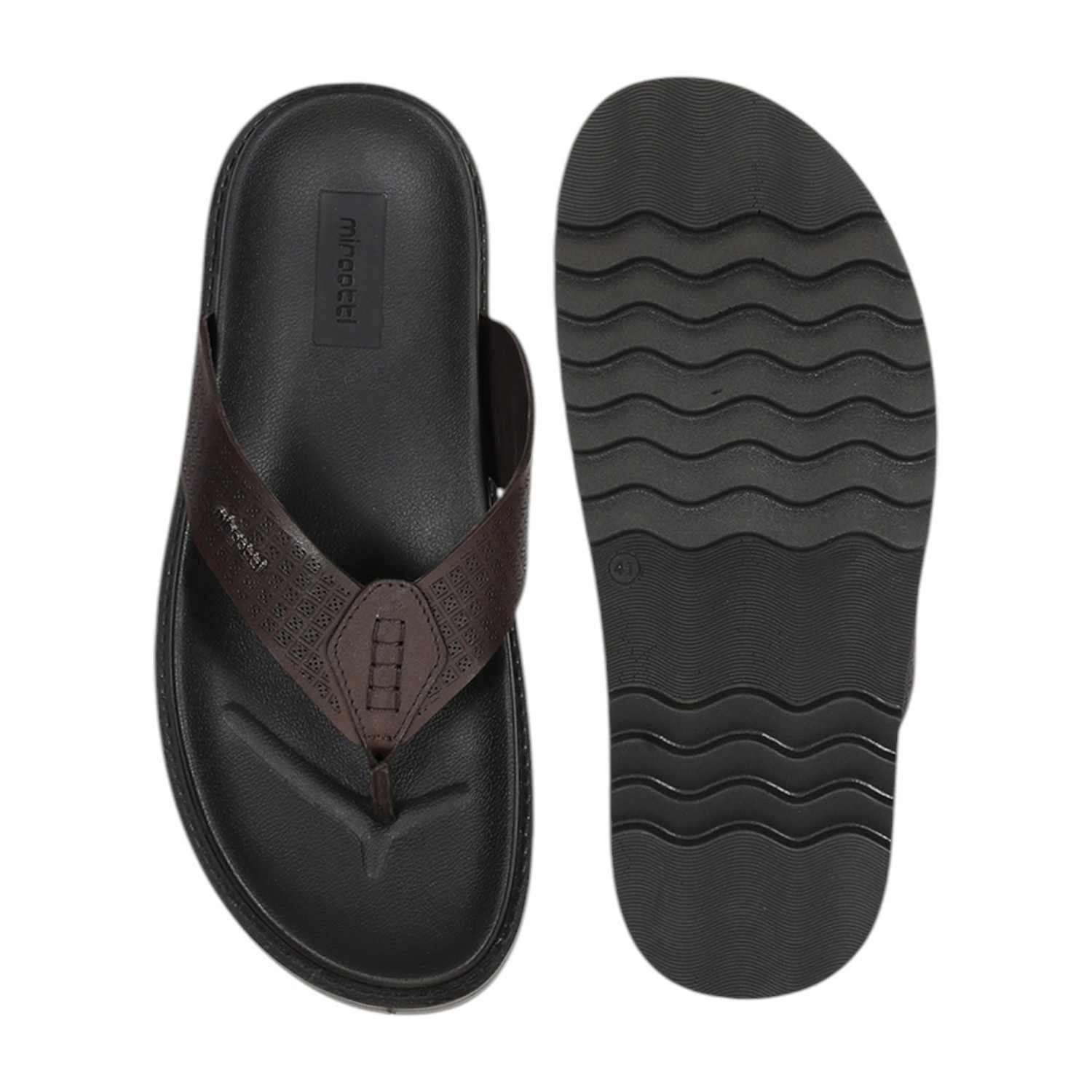 Men Brown Thong with Textured Design