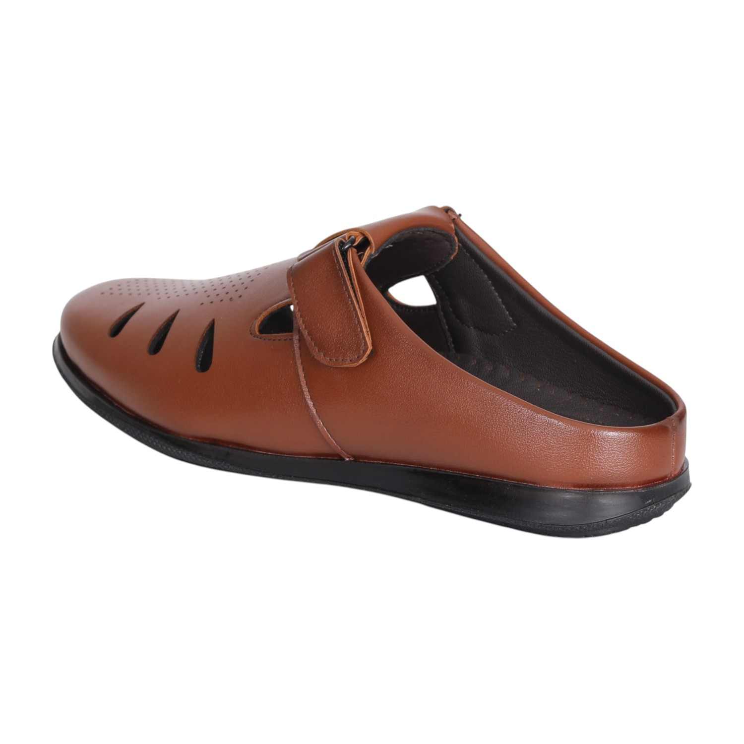 Men Brown Casual Velcro Slip-On Mules