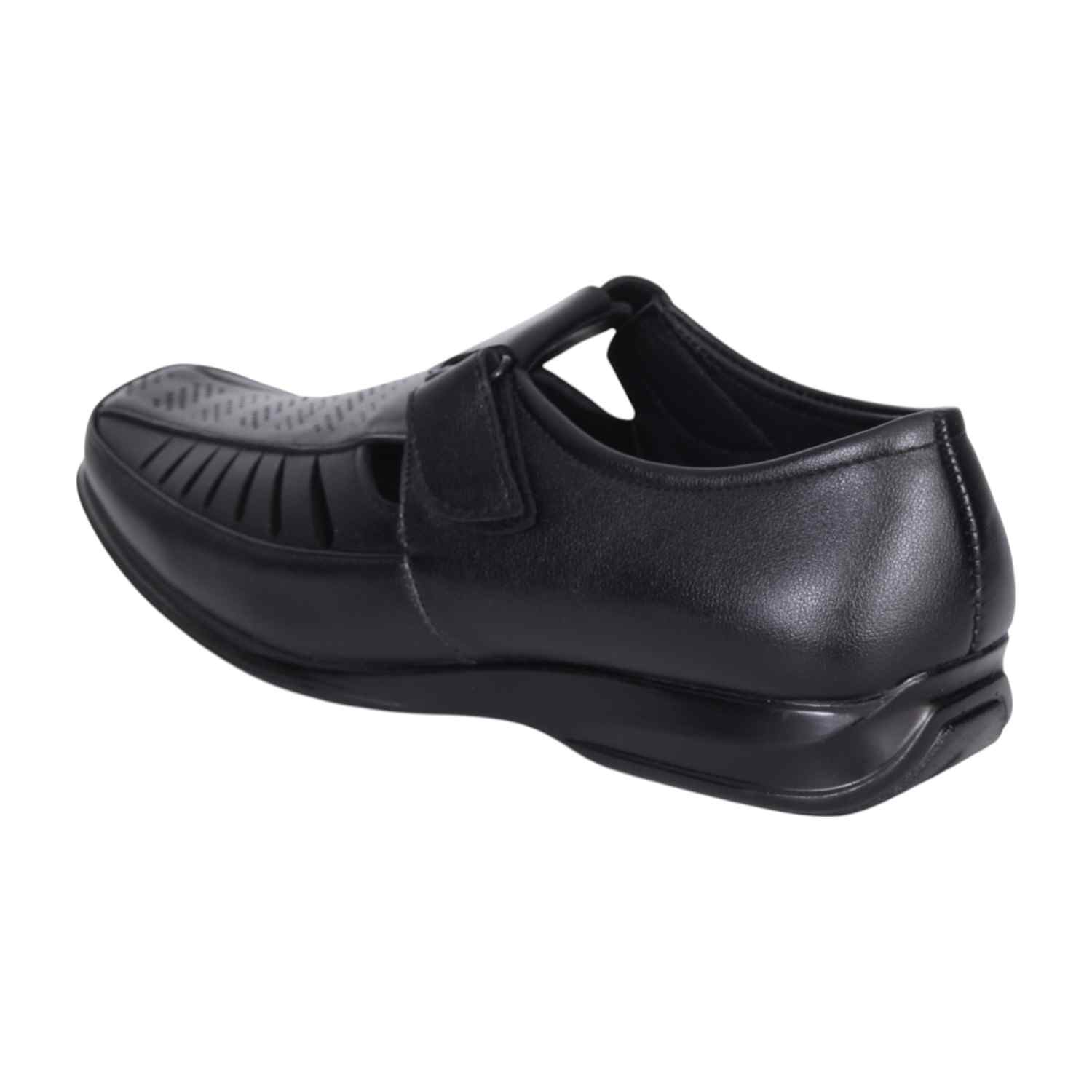 Men Black Vintage Velcro Mules