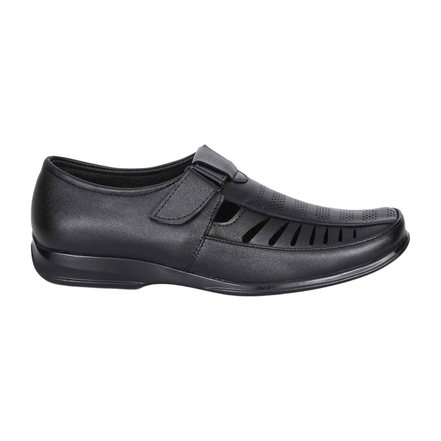 Men Black Vintage Velcro Mules