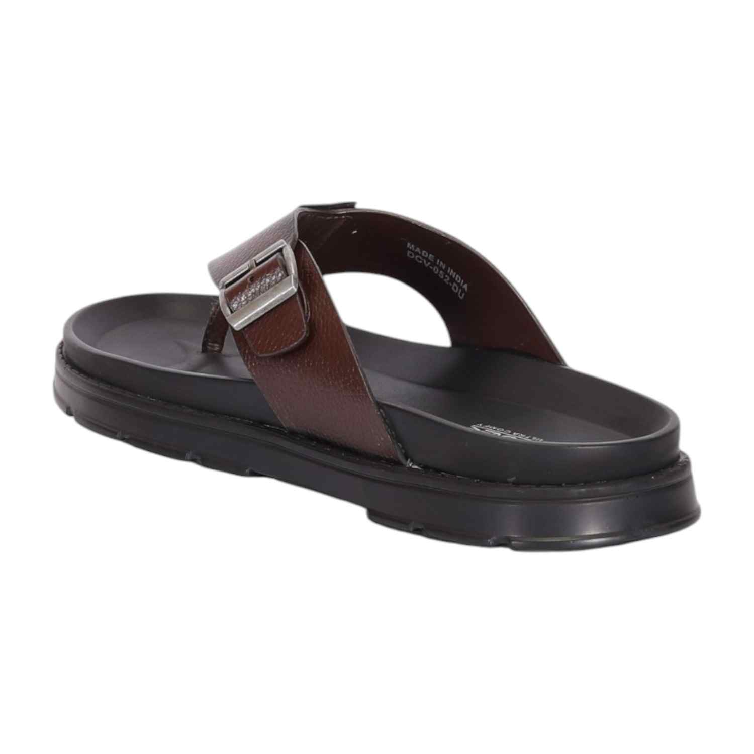 Men Brown Thongs with Buckle
