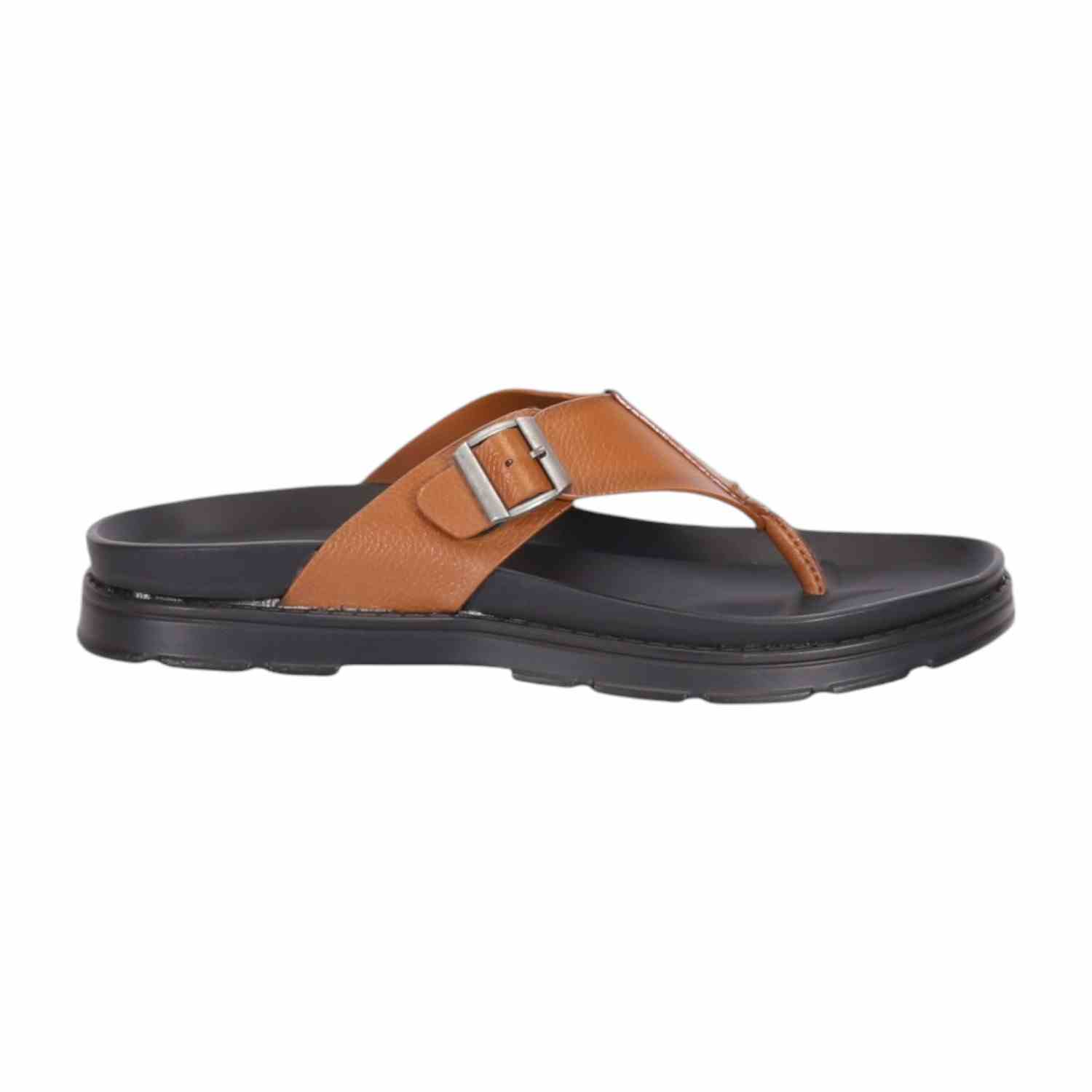 Men Tan Thongs with Buckle