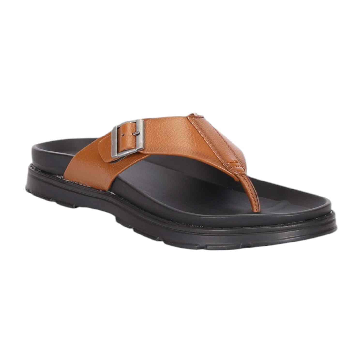 Men Tan Thongs with Buckle