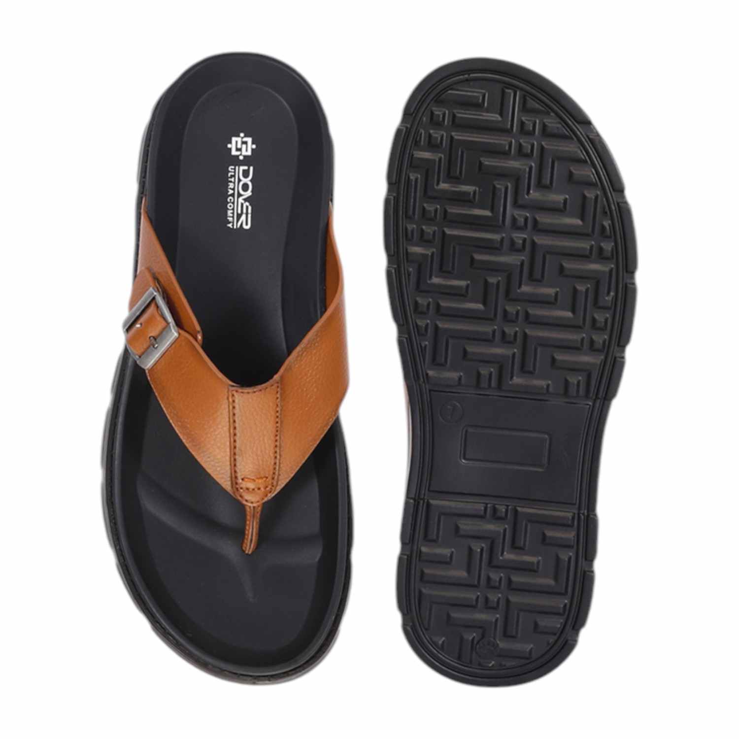 Men Tan Thongs with Buckle