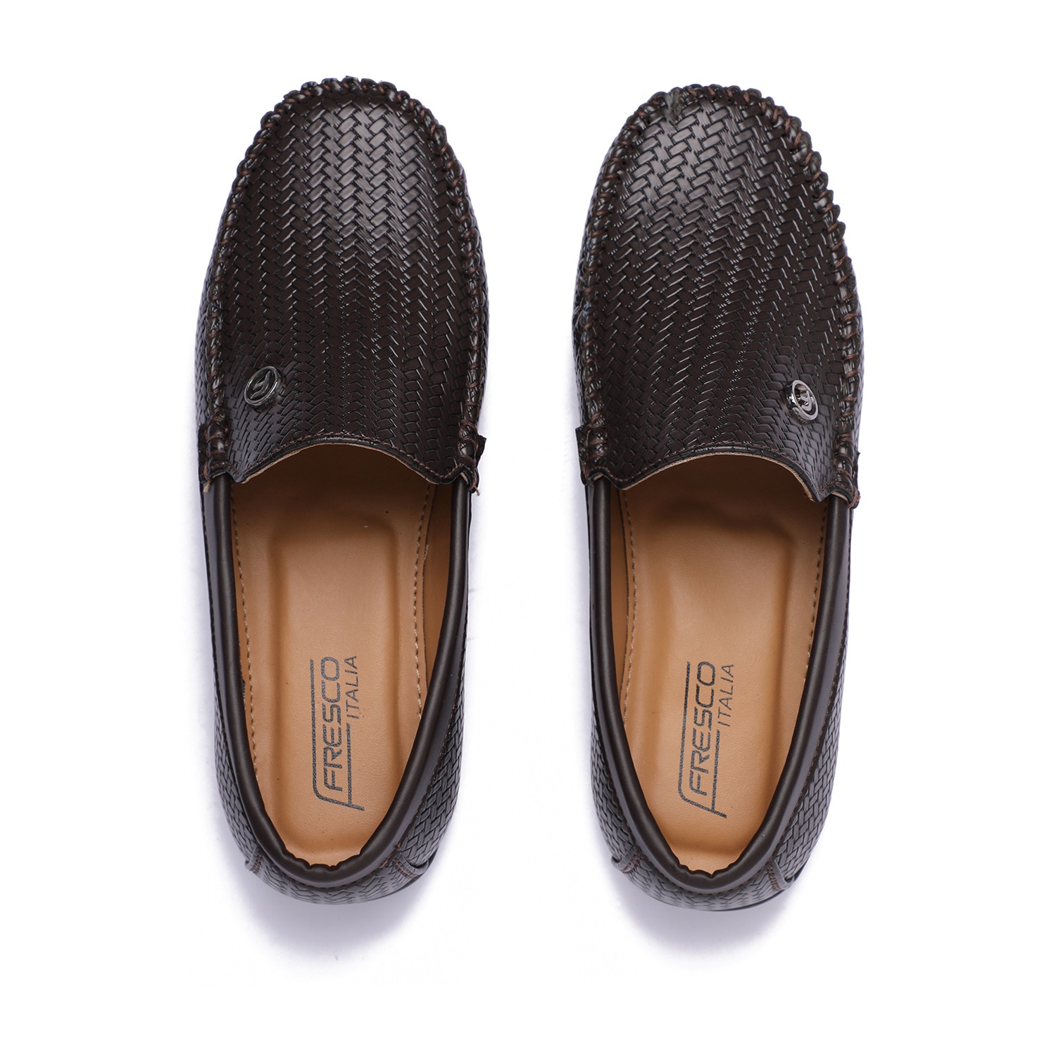 Brown Textured Slip-Ons For Boys