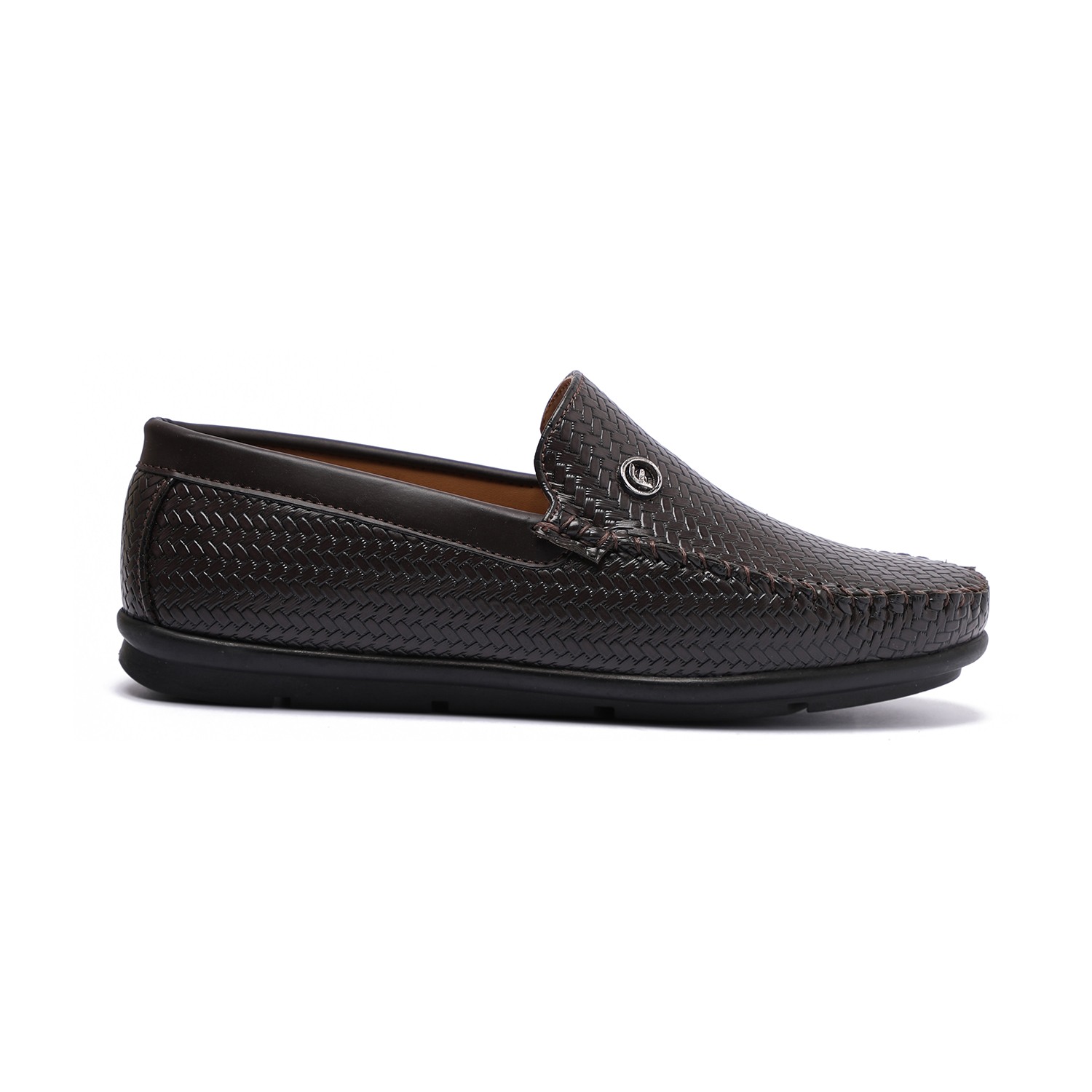 Brown Textured Slip-Ons For Boys