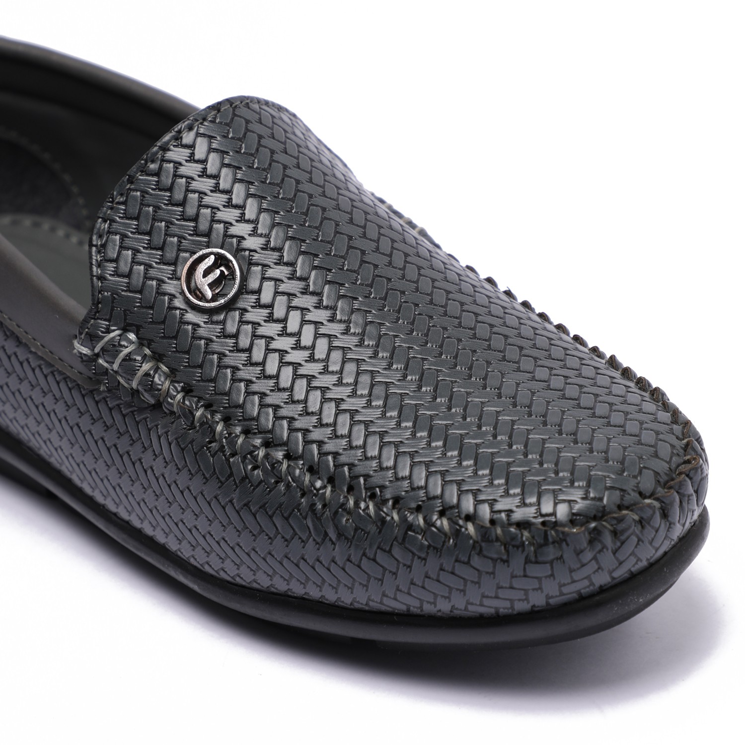 Grey Textured Slip-Ons For Boys