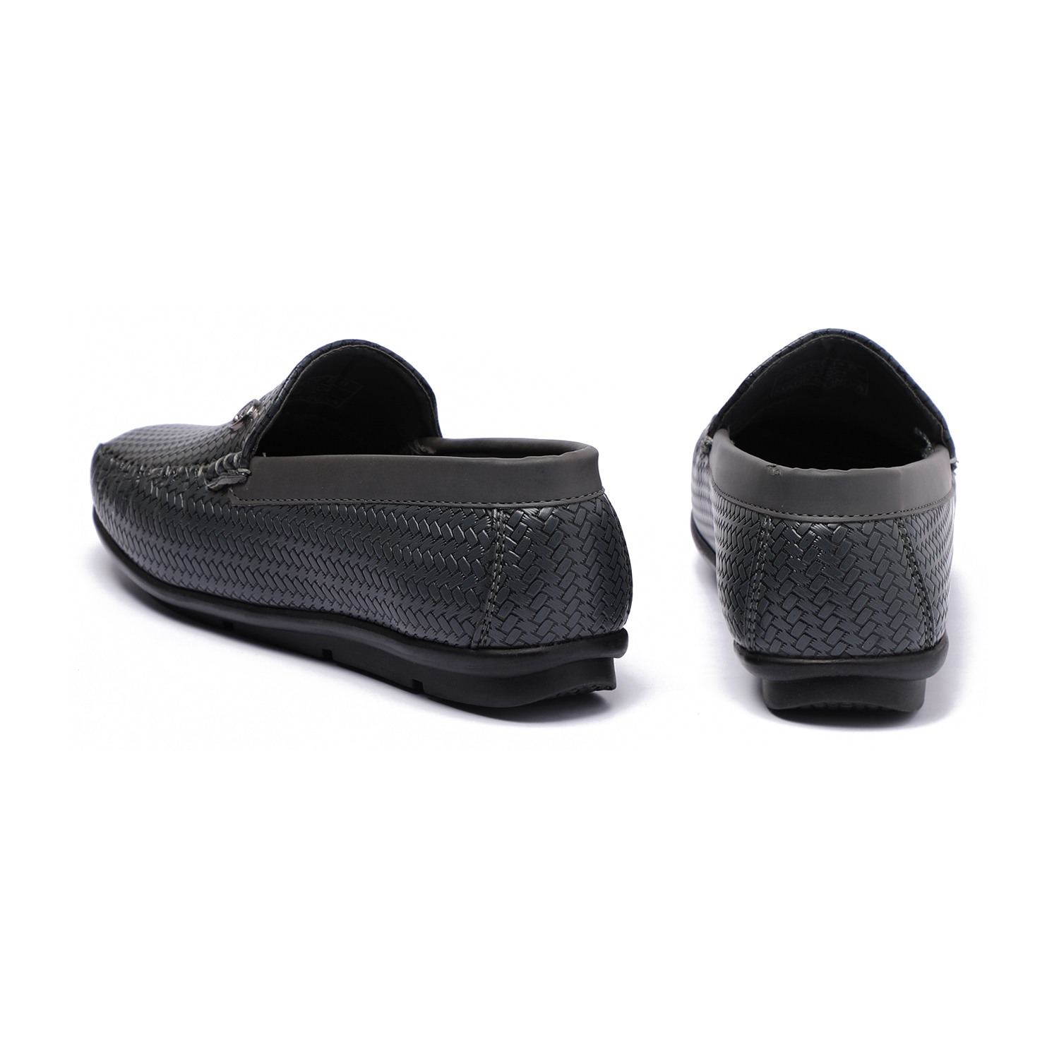 Grey Textured Slip-Ons For Boys
