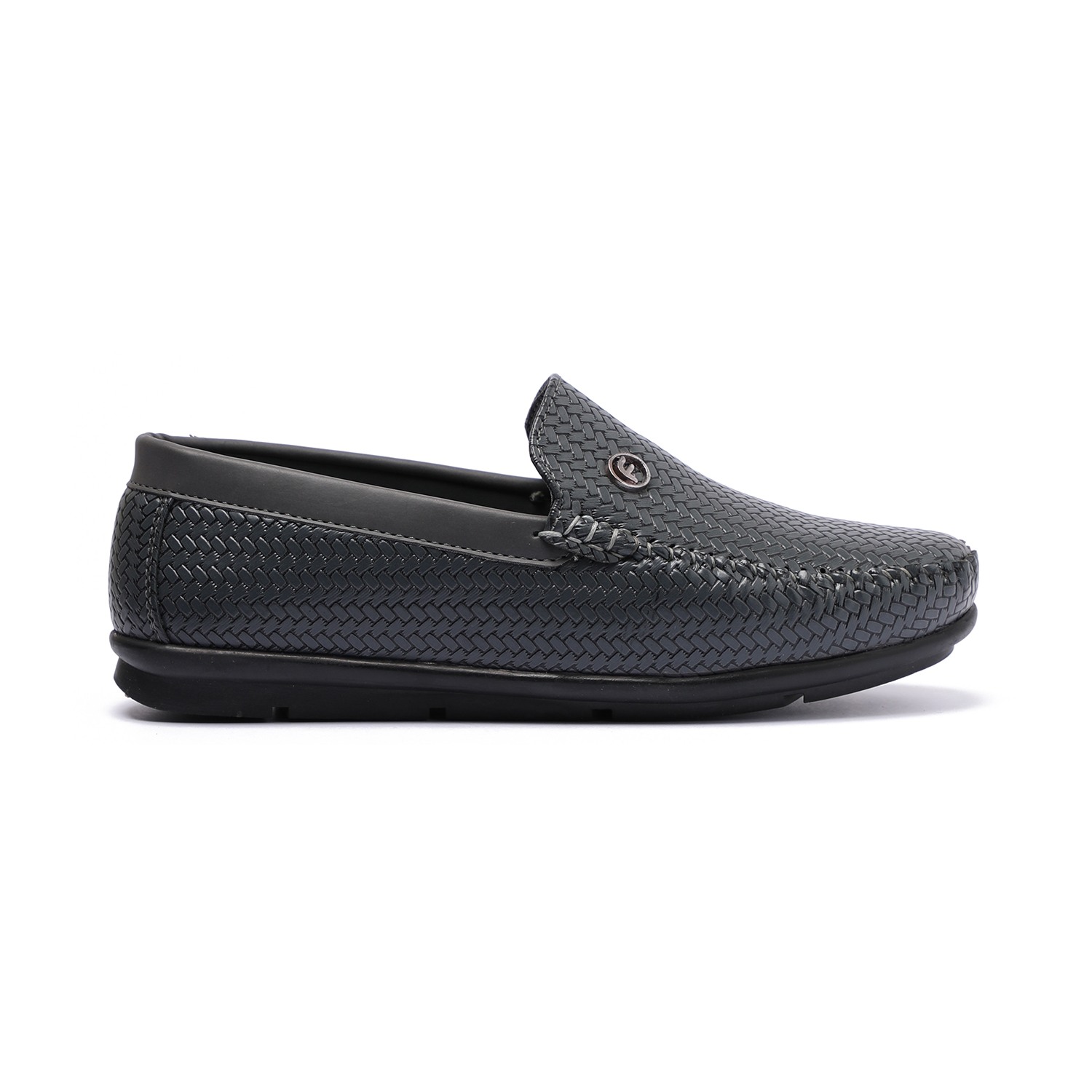 Grey Textured Slip-Ons For Boys