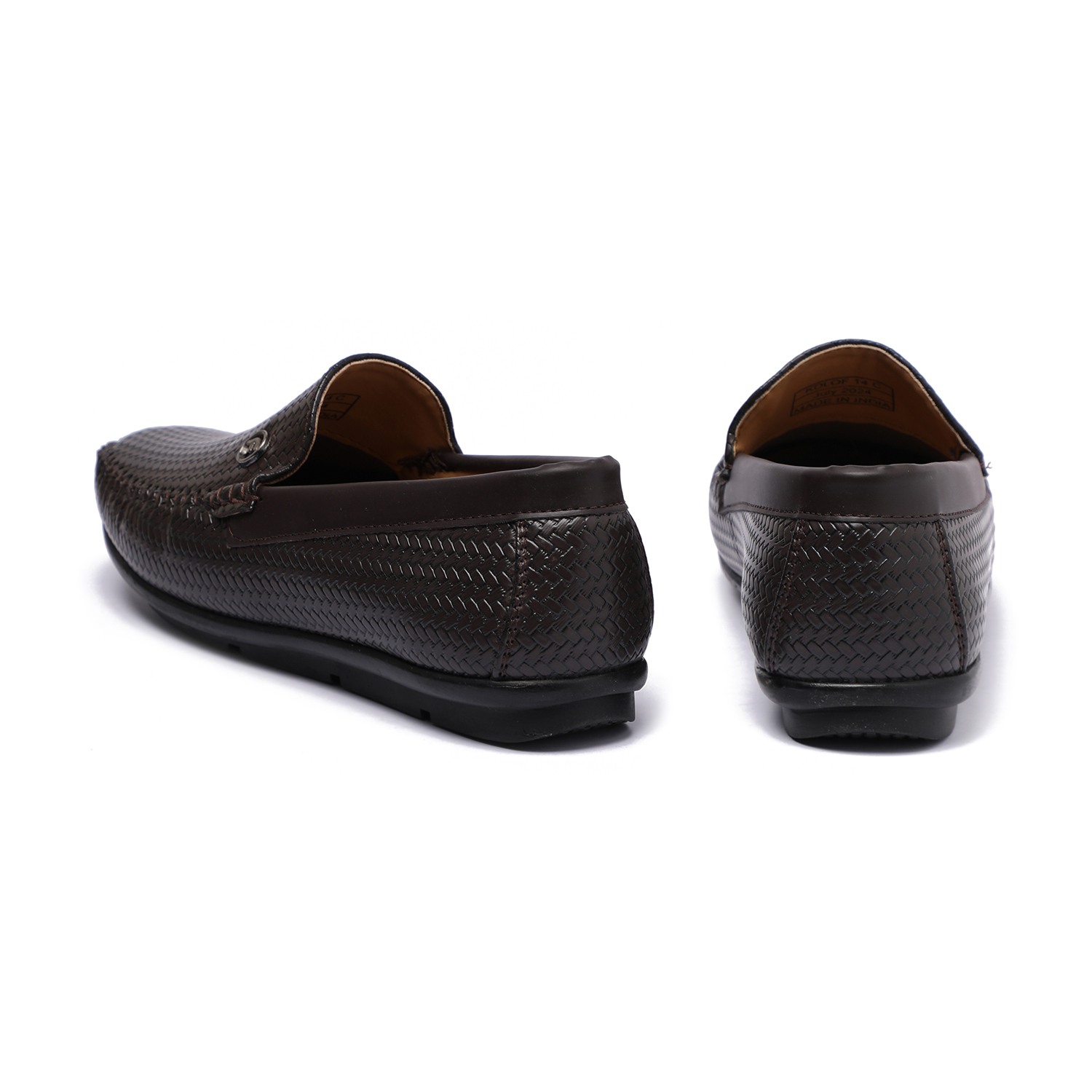 Brown Textured Slip-Ons For Boys