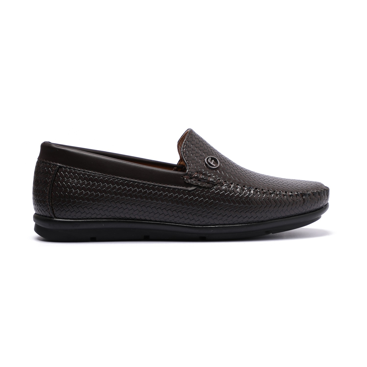 Brown Textured Slip-Ons For Boys
