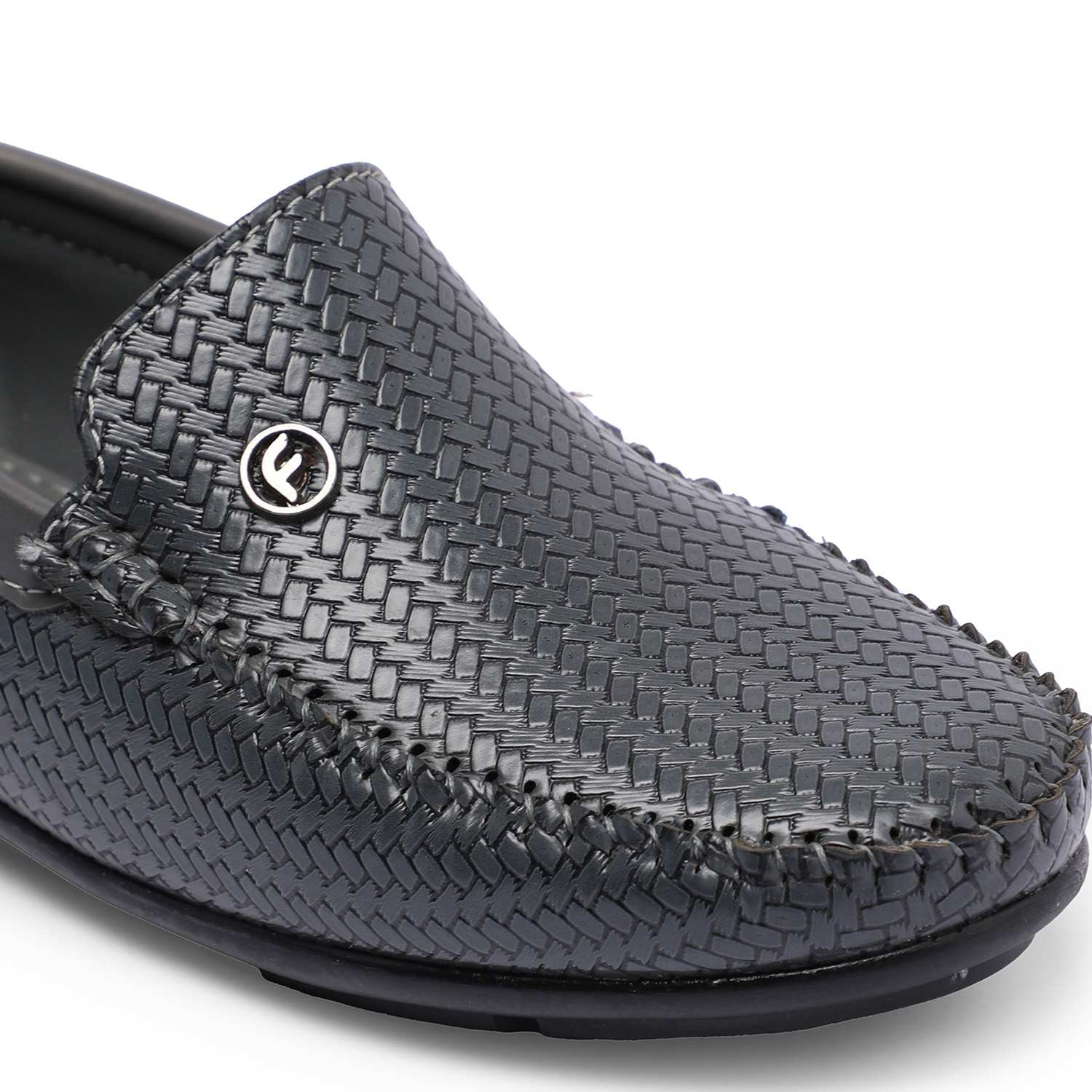 Grey Textured Slip-Ons For Boys