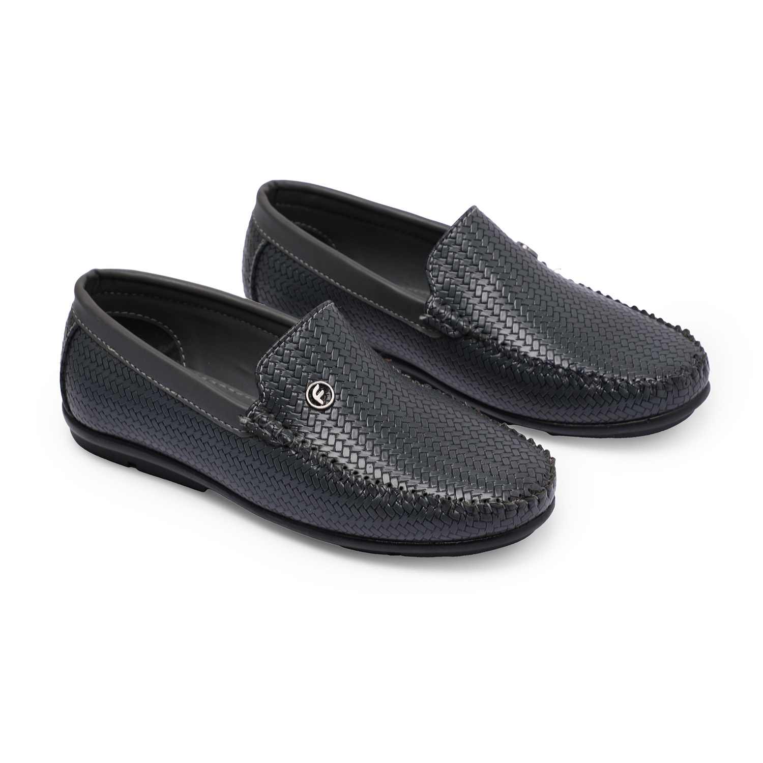 Grey Textured Slip-Ons For Boys