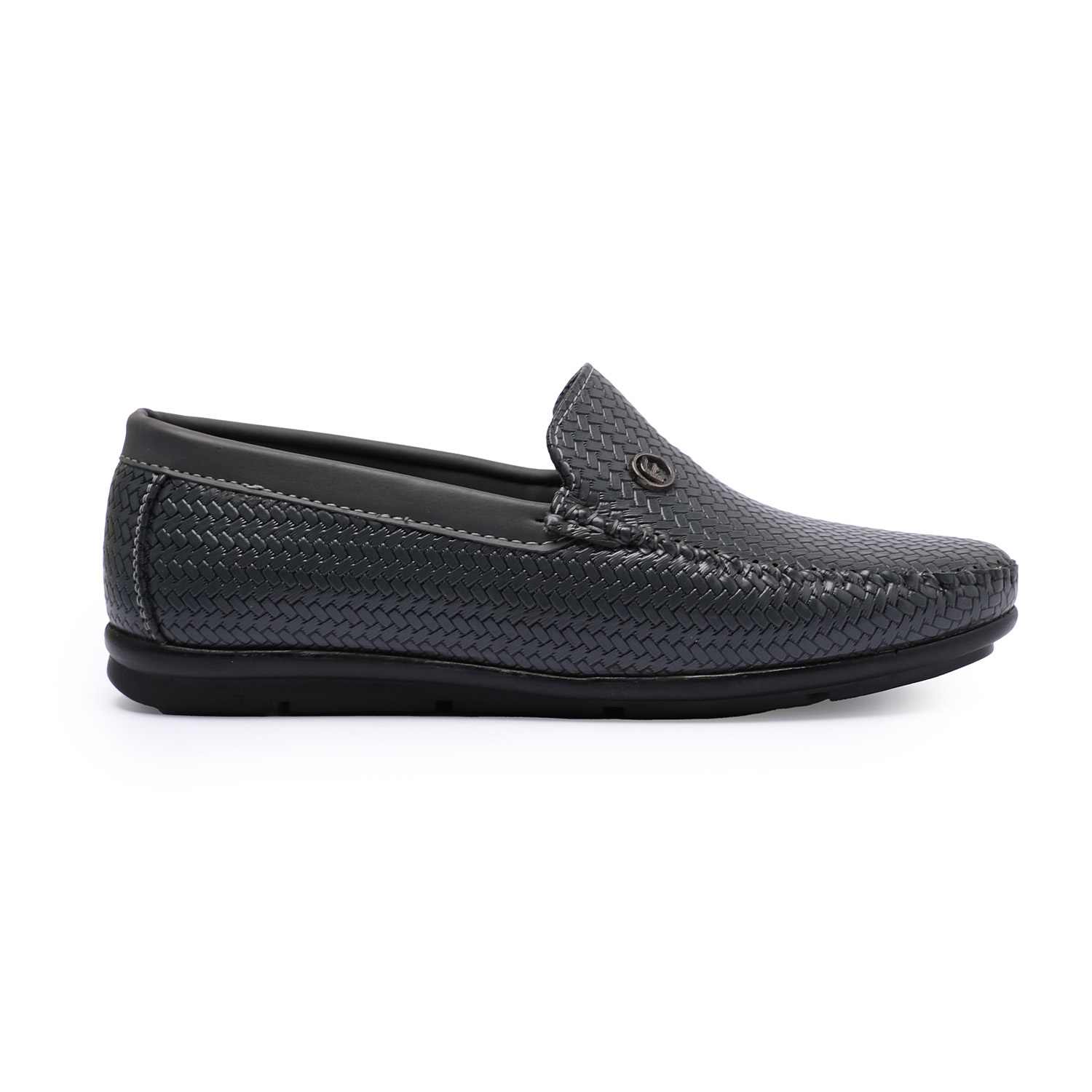 Grey Textured Slip-Ons For Boys