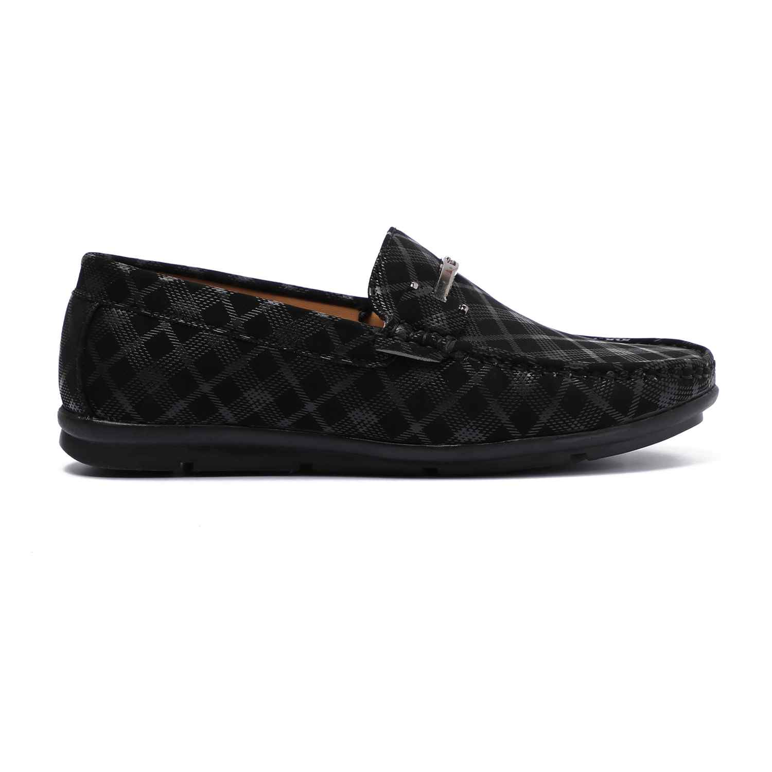 Black Slip-ons with Metal Detailing For Boys