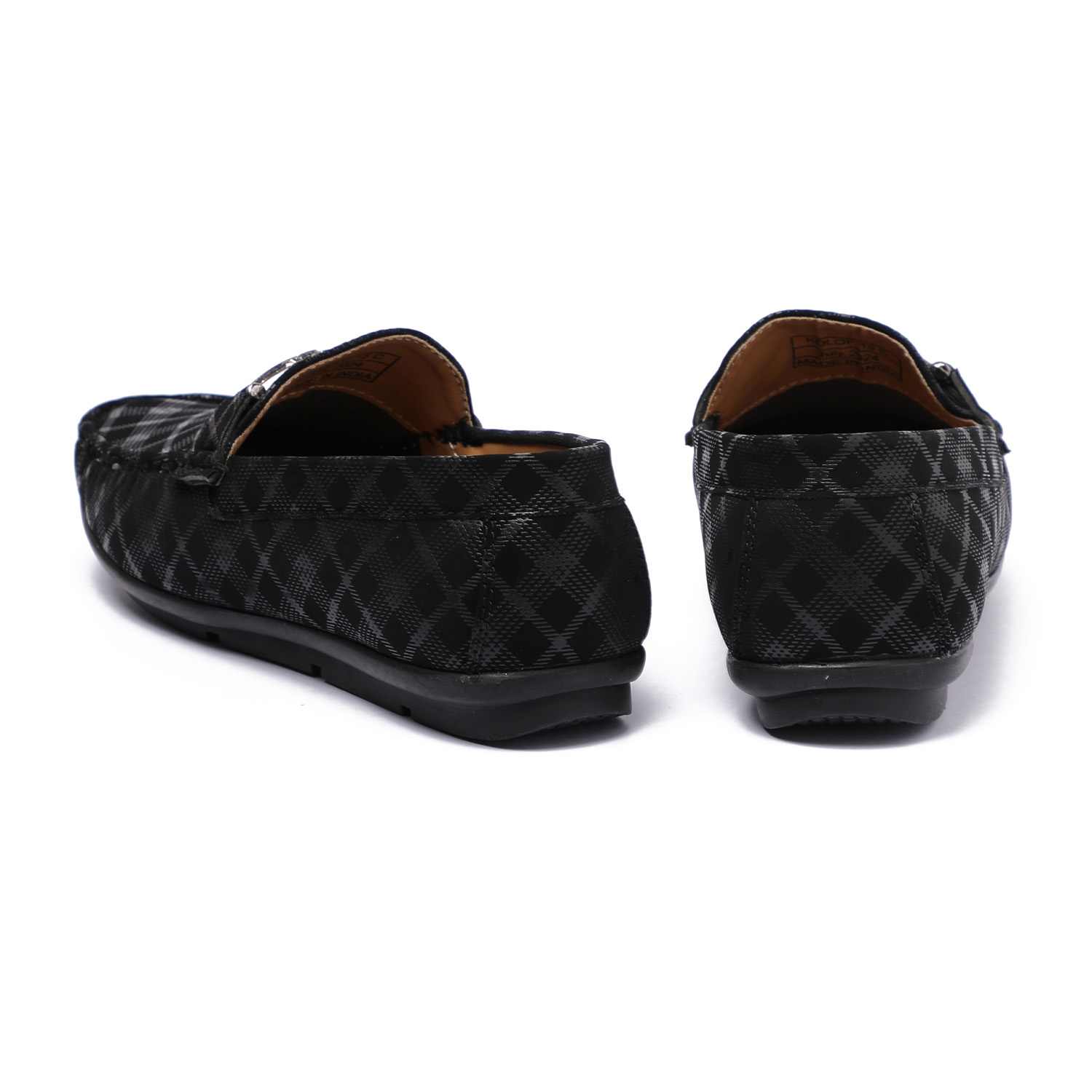 Black Slip-ons with Metal Detailing For Boys