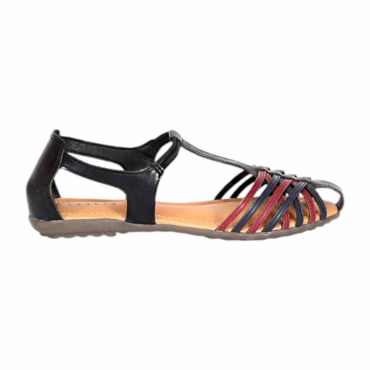 Braided Multi-Strap Black Sandals for Women
