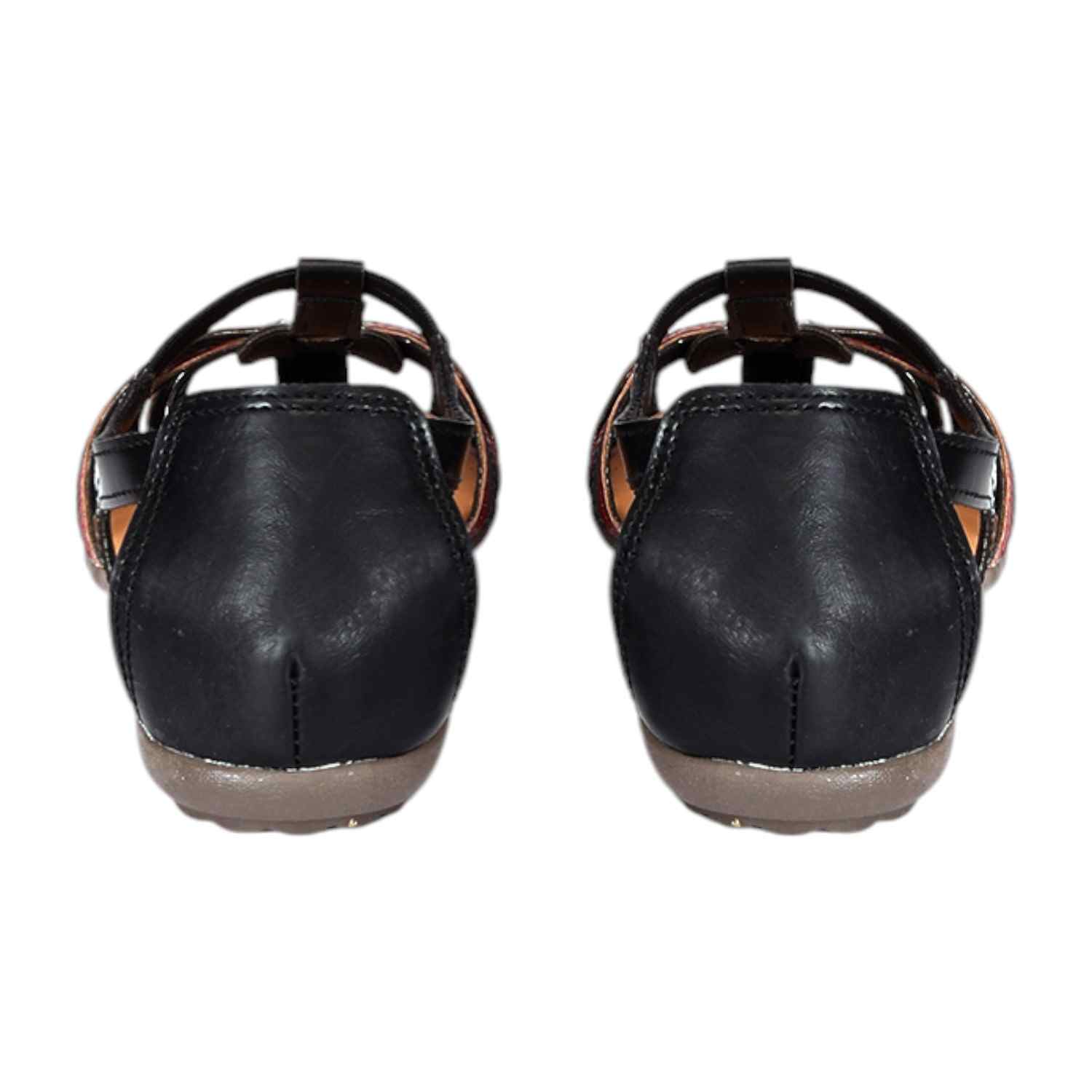 Braided Multi-Strap Black Sandals for Women