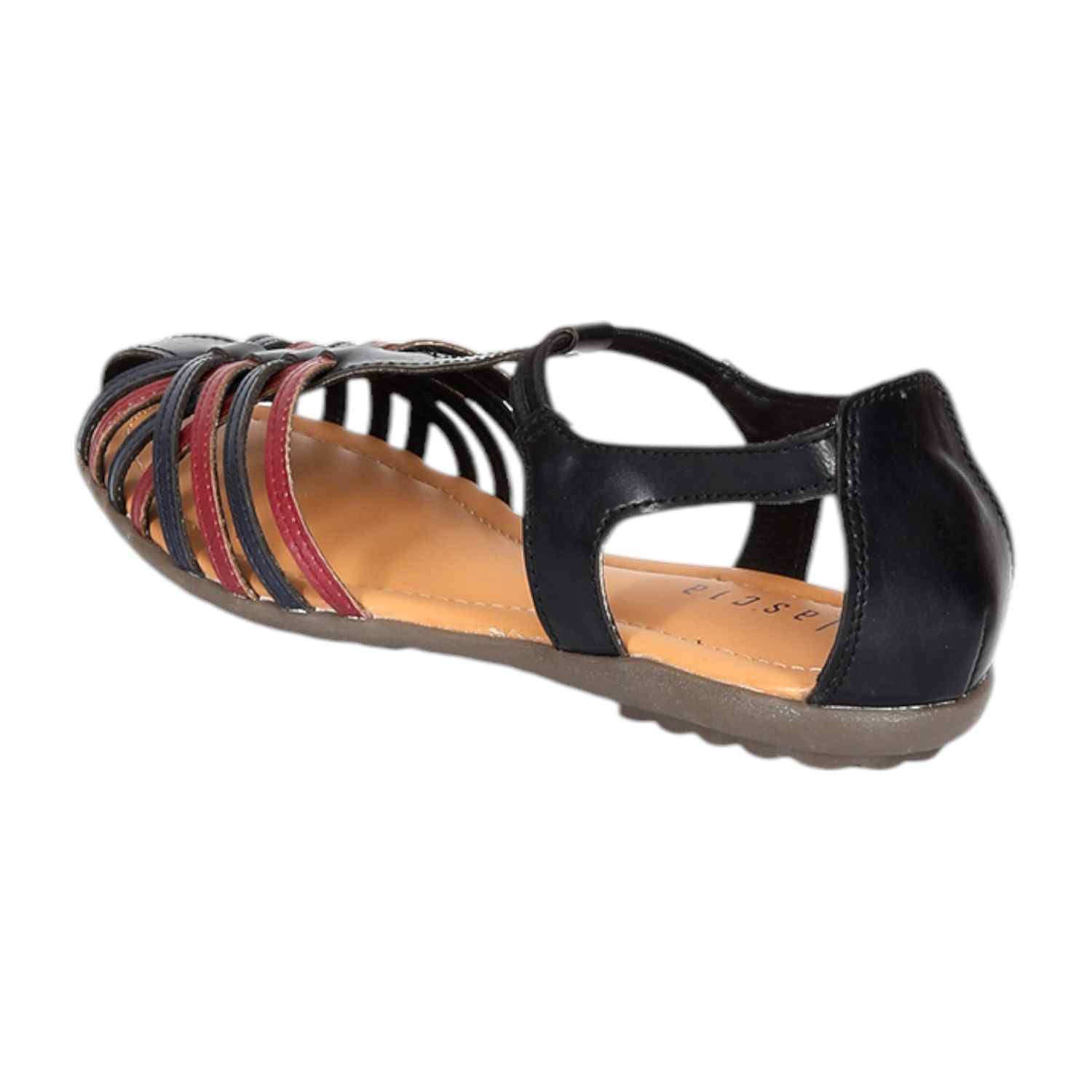 Braided Multi-Strap Black Sandals for Women