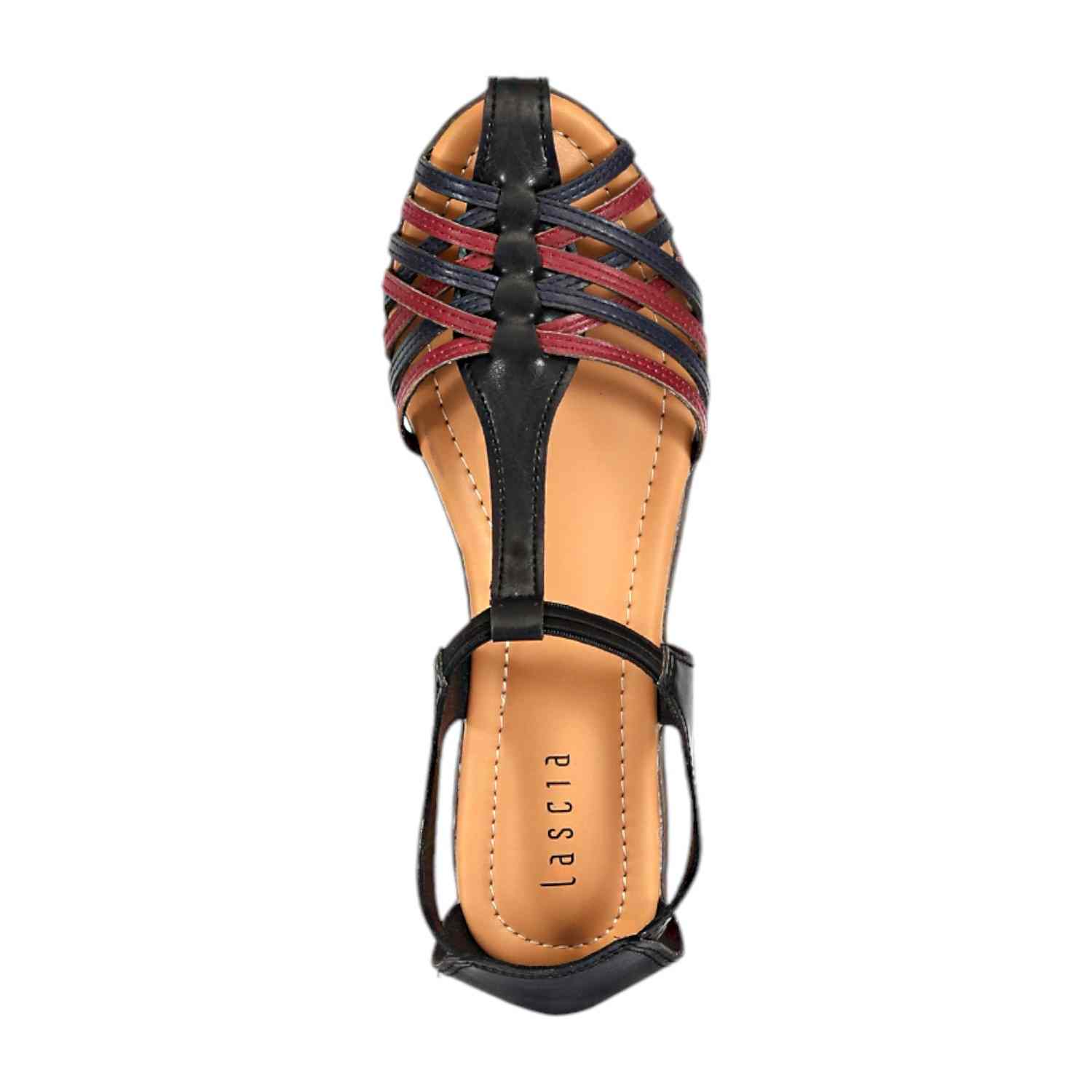 Braided Multi-Strap Black Sandals for Women