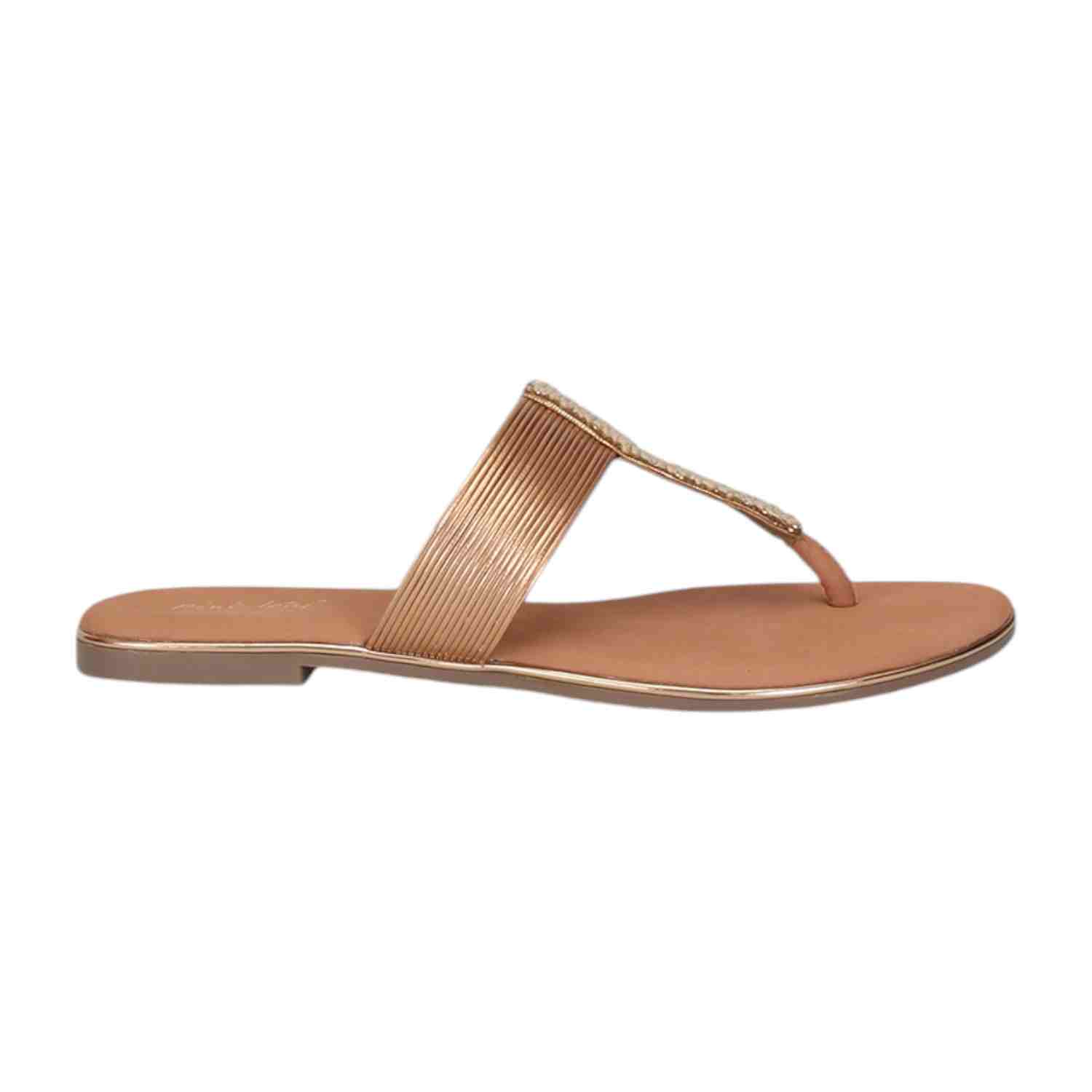 Women Peach Embilleshed Thong Strap