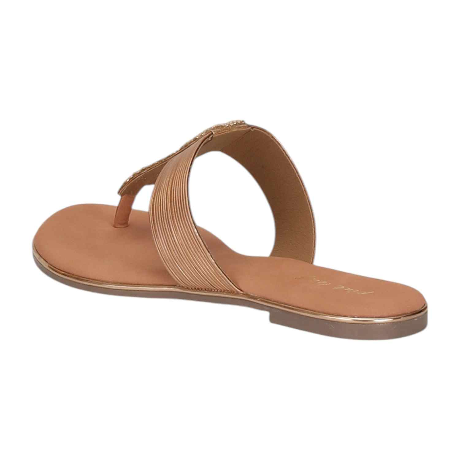 Women Peach Embilleshed Thong Strap