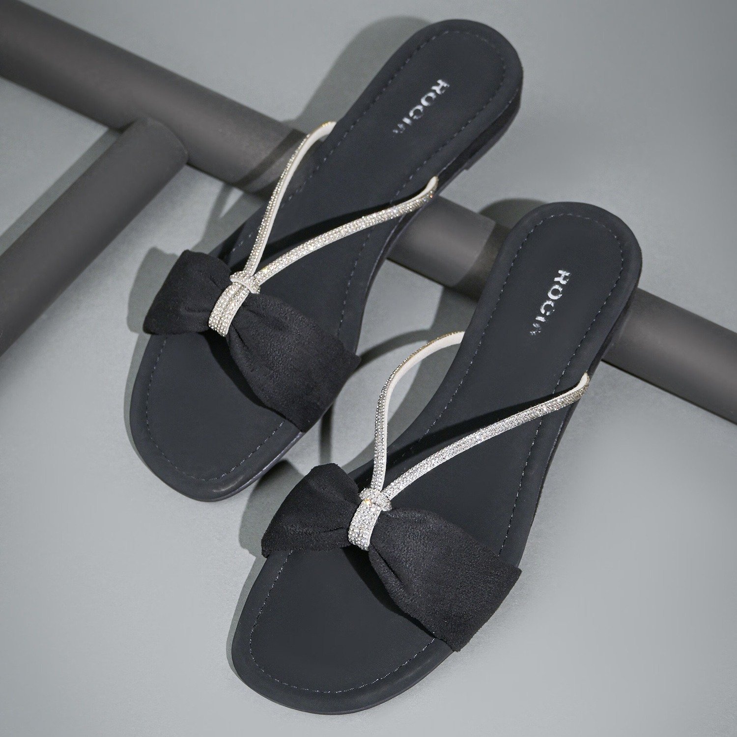 Women Diamante Strap Flats