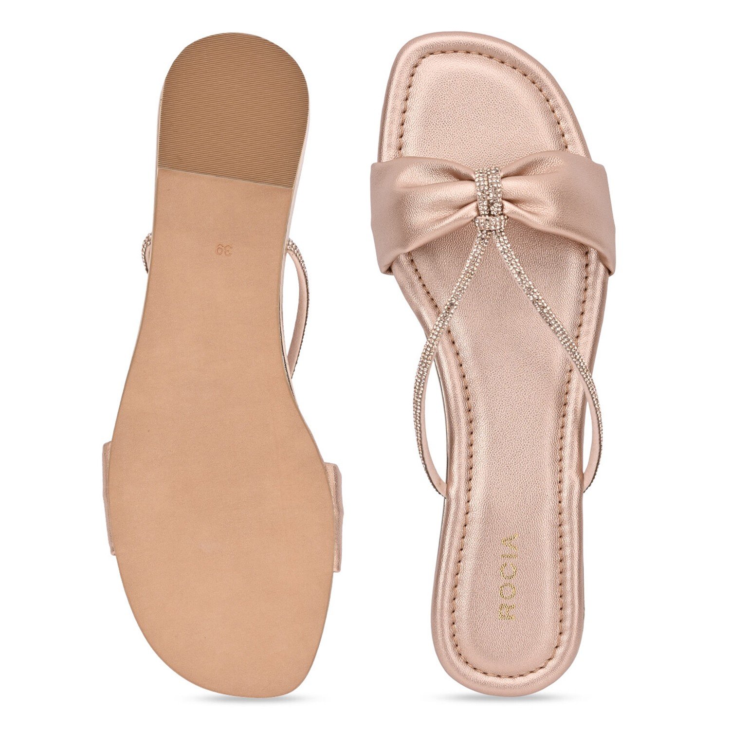 Women Diamante Strap Flats