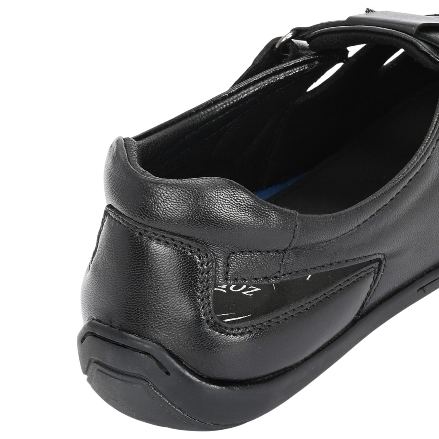 Men Black Leather Closed-Toe Fisherman Sandal