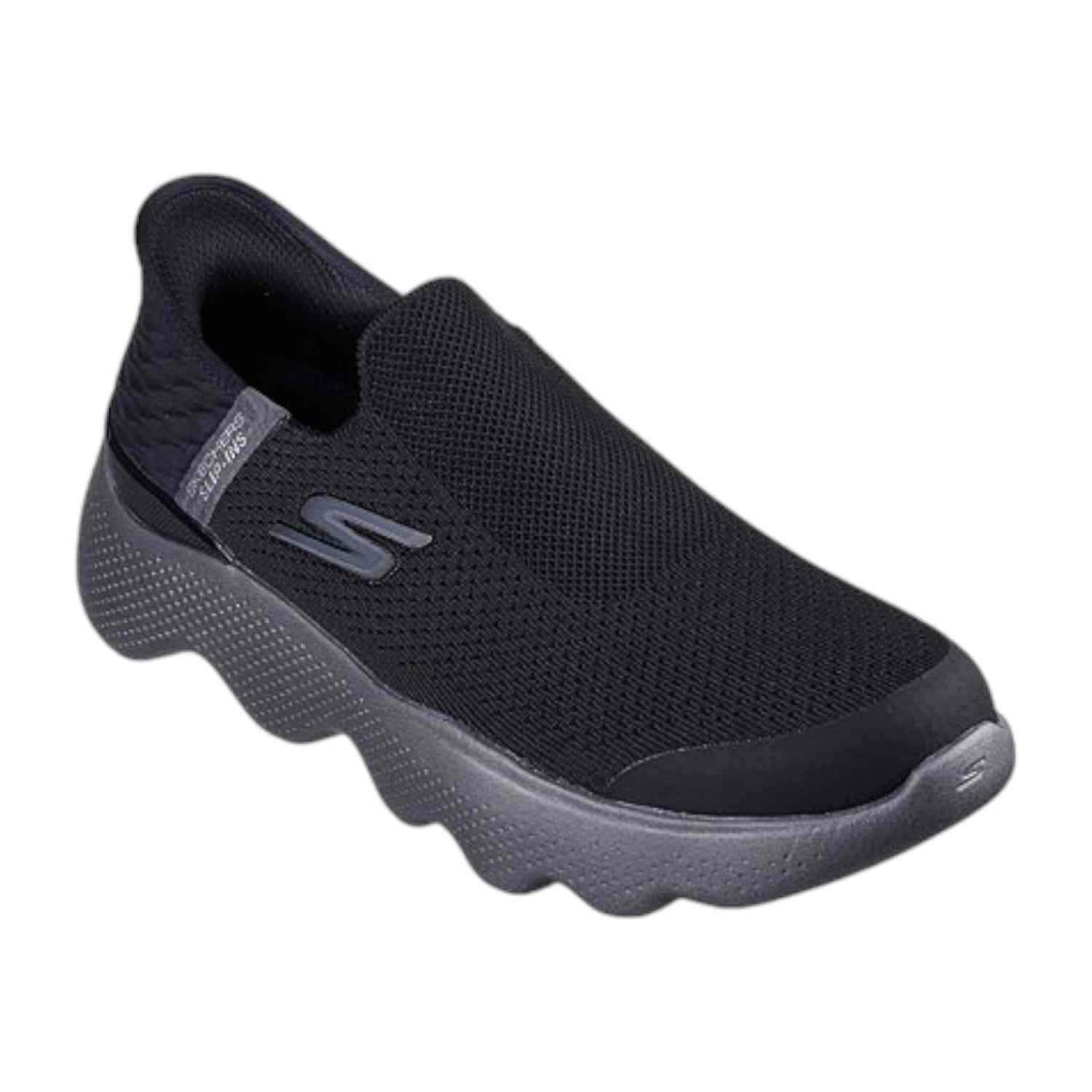 Black-Grey Men Go Walk Massage Fit-Current Slip Ins Running Shoes