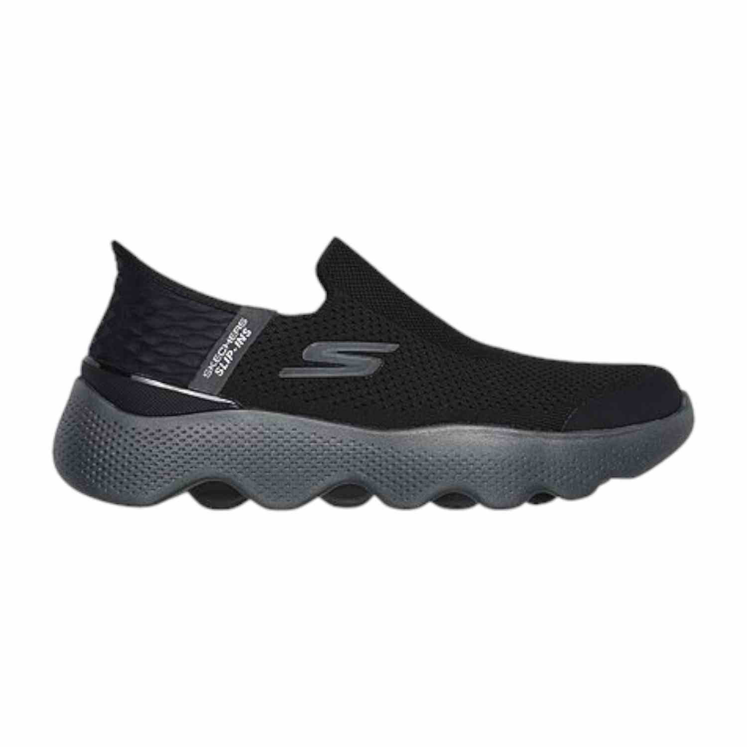Black-Grey Men Go Walk Massage Fit-Current Slip Ins Running Shoes
