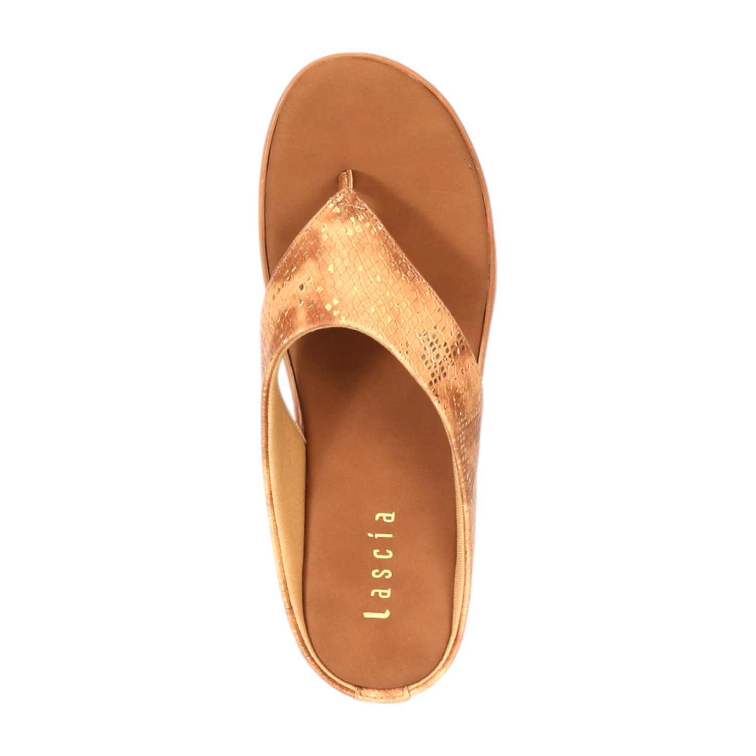 Women Elegant Tan Platform Flip-Flops