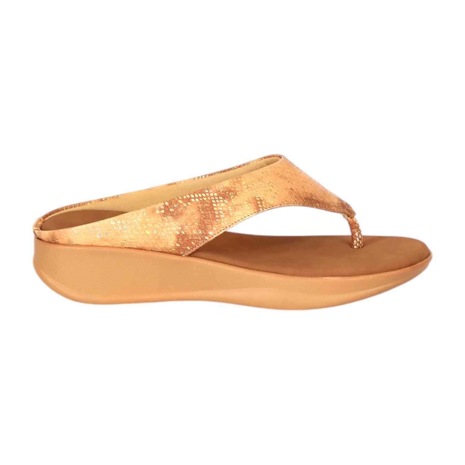 Women Elegant Tan Platform Flip-Flops