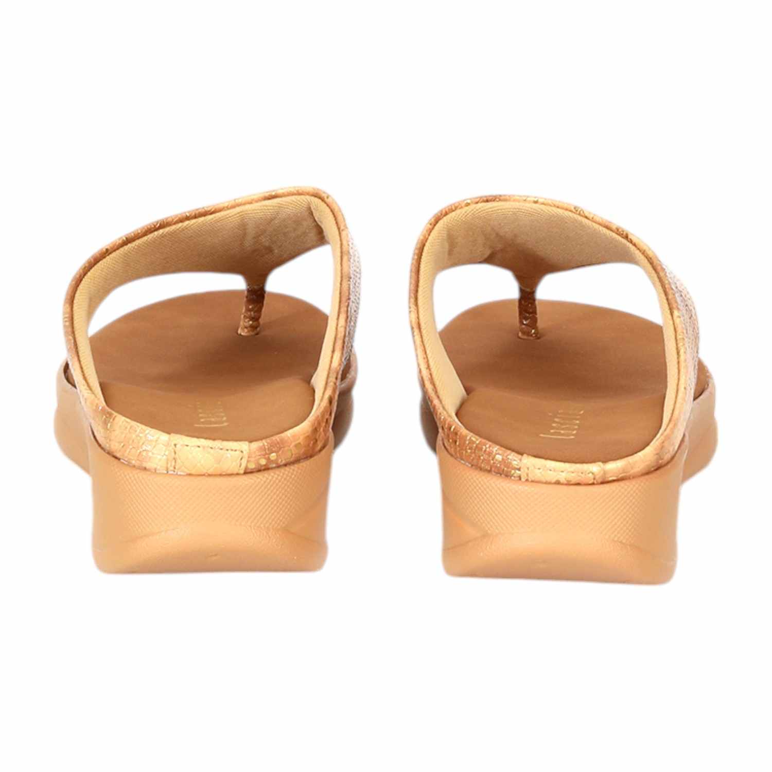 Women Elegant Tan Platform Flip-Flops