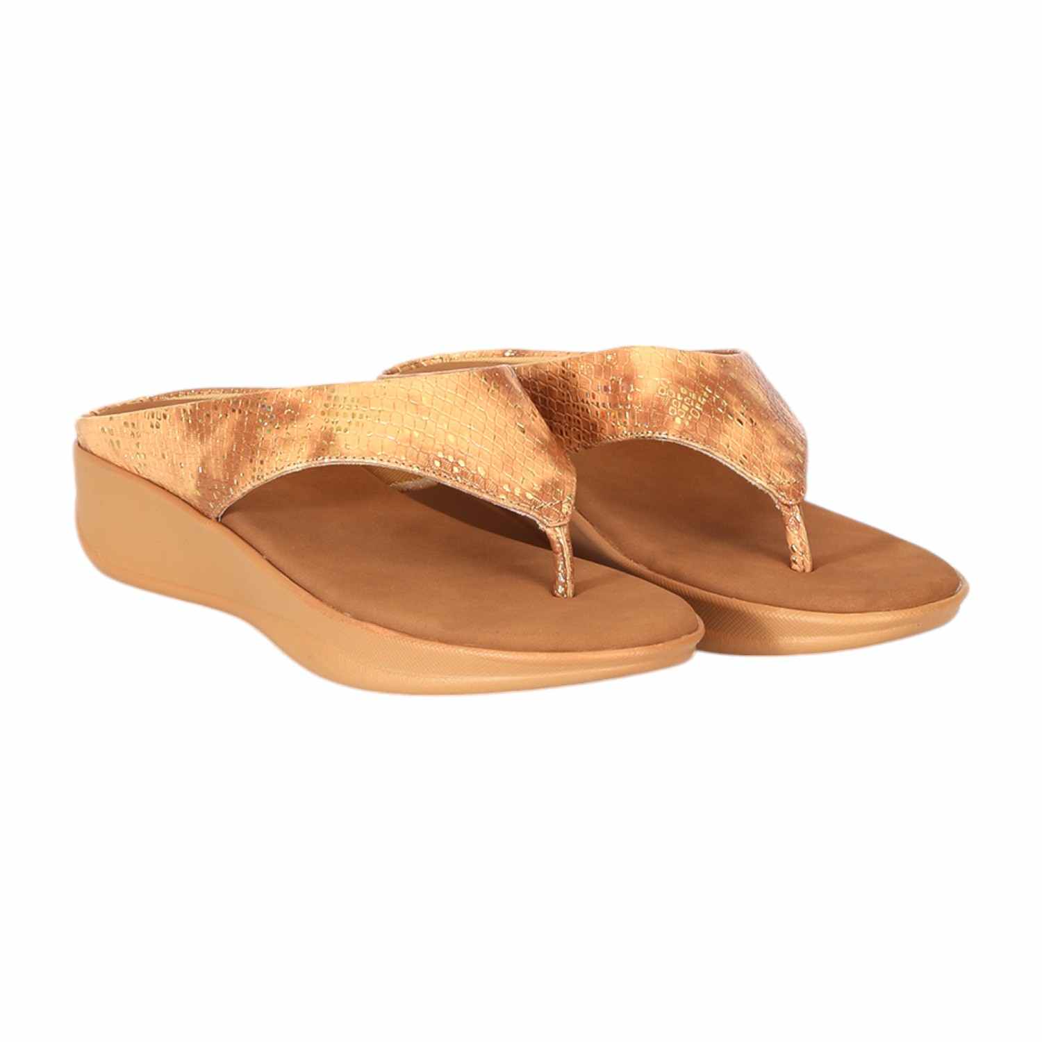 Women Elegant Tan Platform Flip-Flops