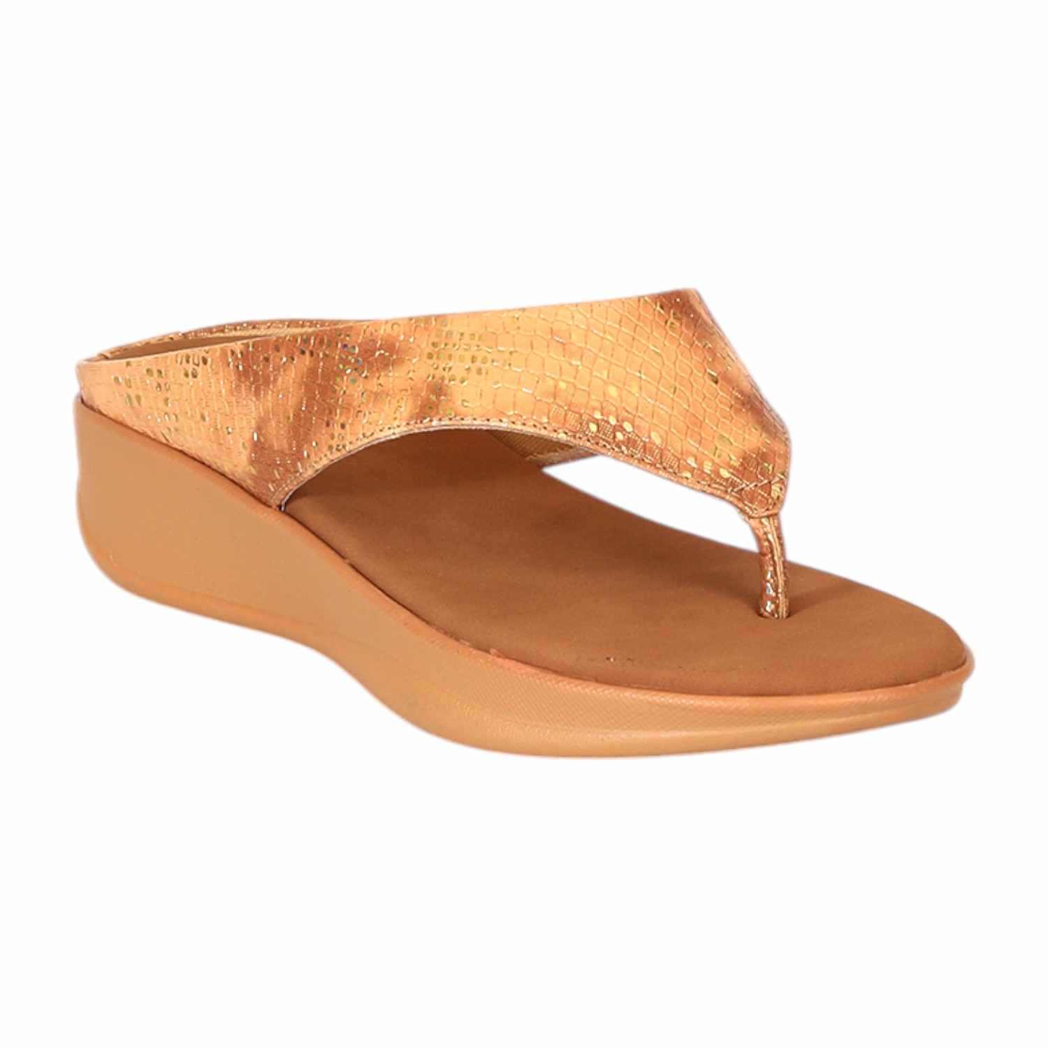 Women Elegant Tan Platform Flip-Flops