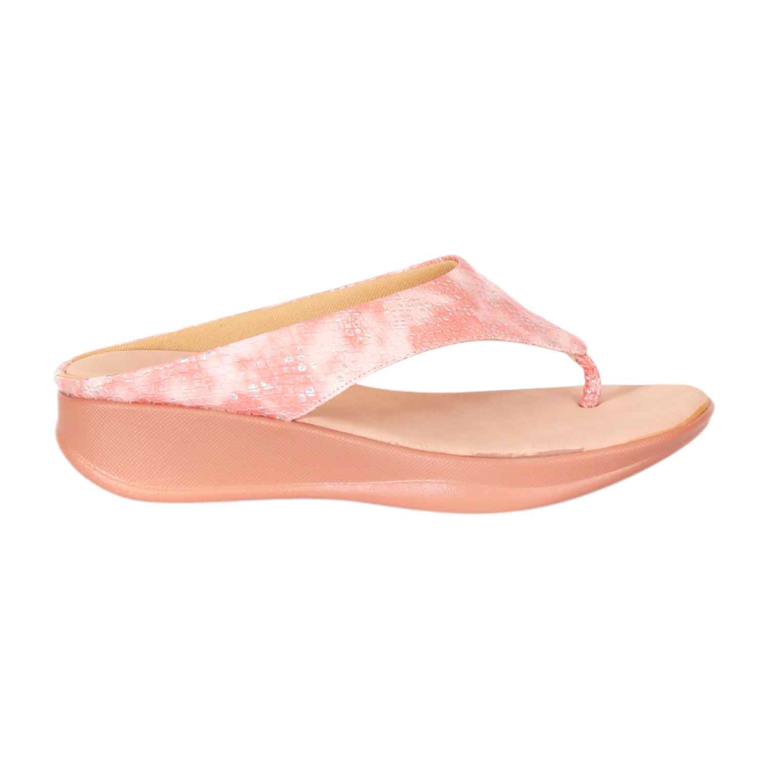 Women Elegant Peach Platform Flip-Flops