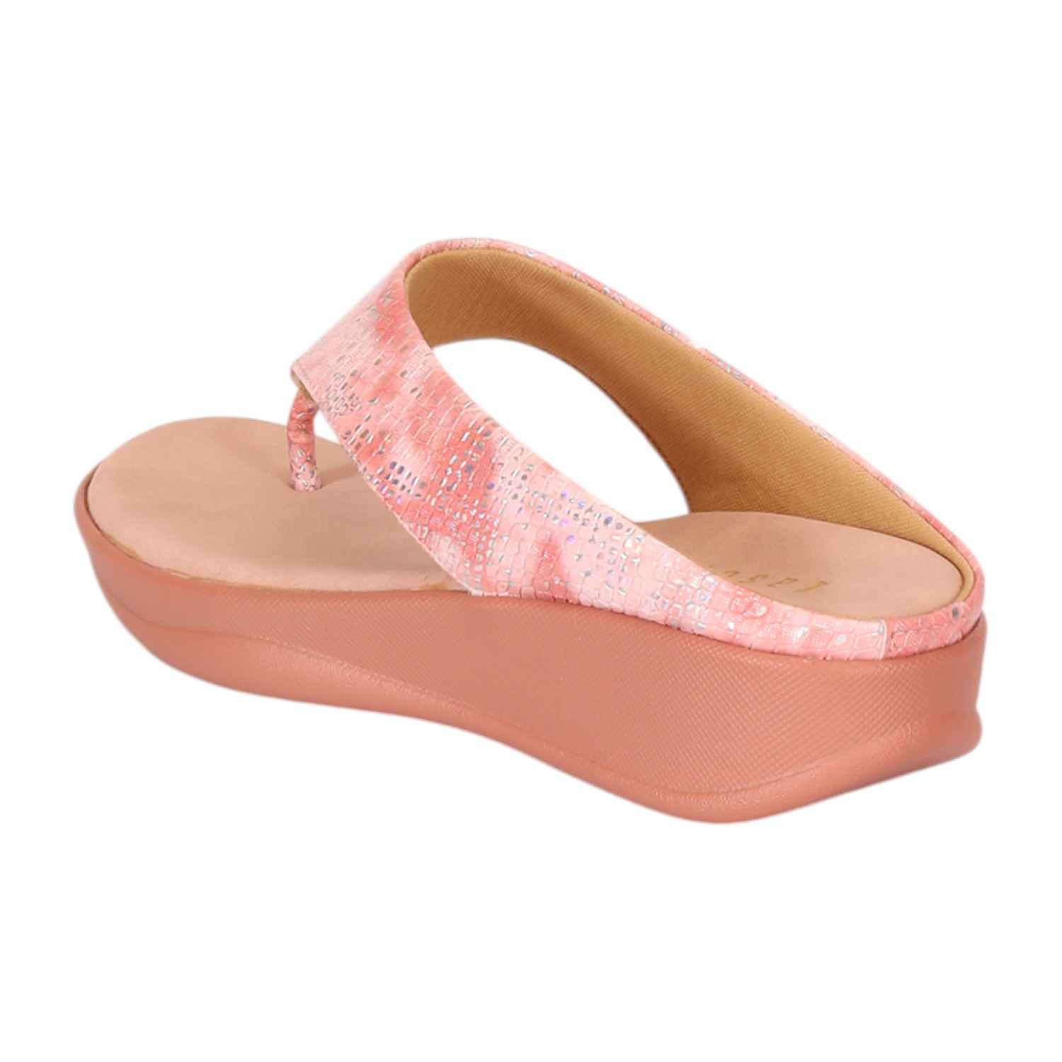 Women Elegant Peach Platform Flip-Flops