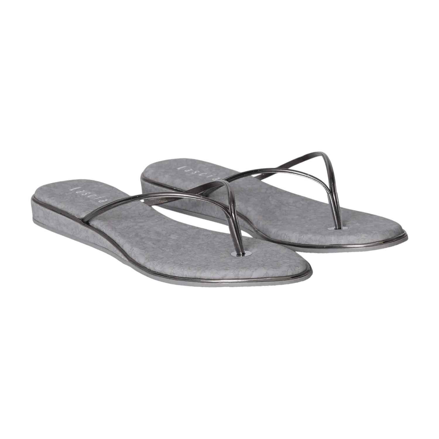 Women Grey Metallic comfort Flip-Flops