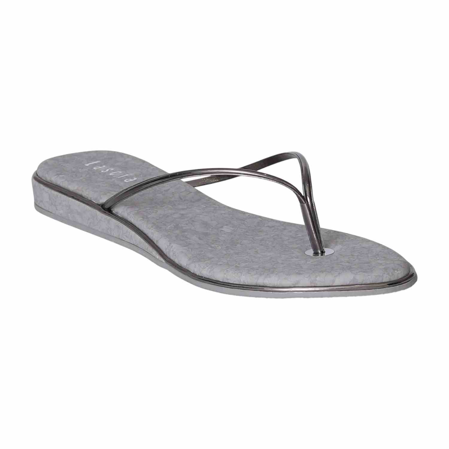 Women Grey Metallic comfort Flip-Flops