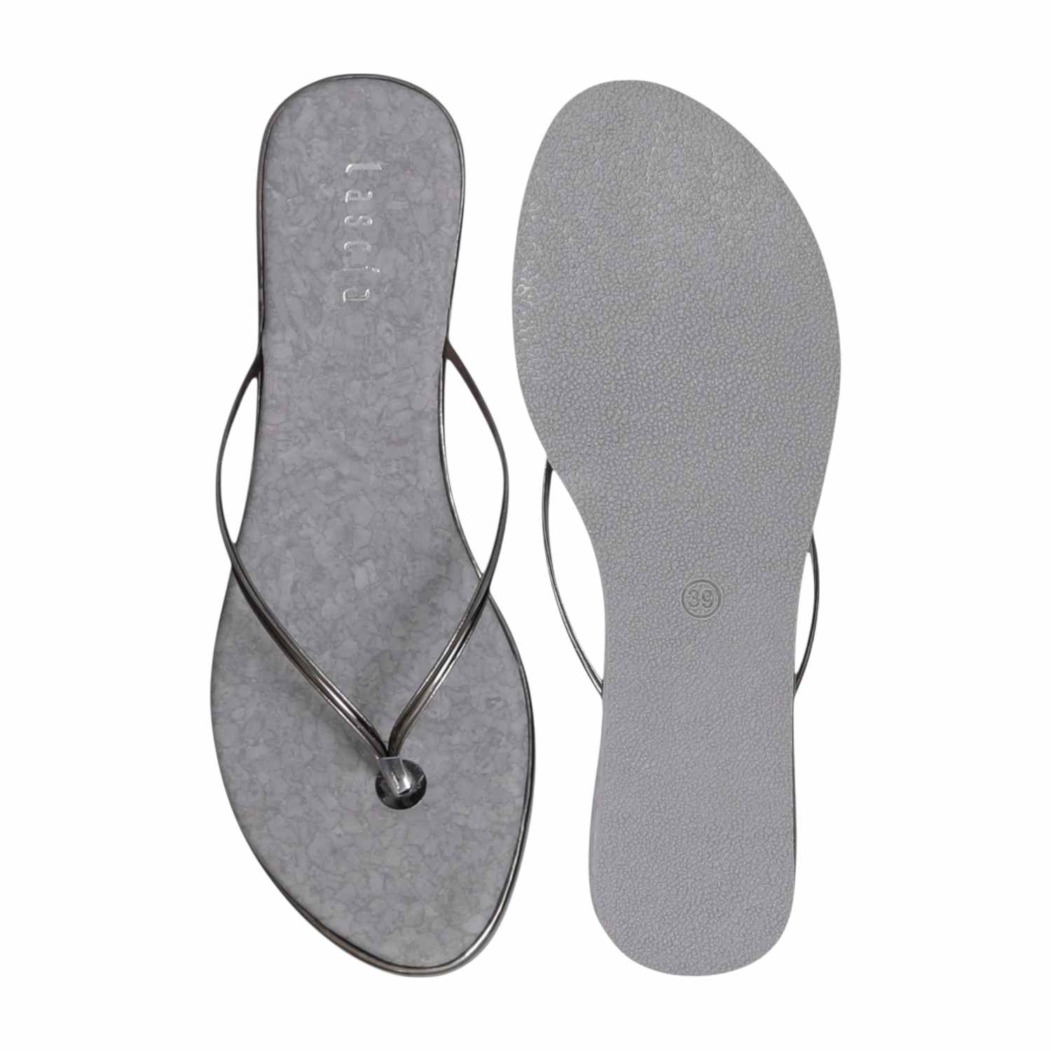 Women Grey Metallic comfort Flip-Flops