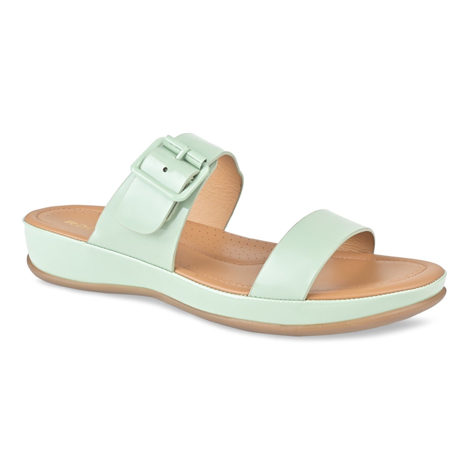 Green Women Patent Casual Flats