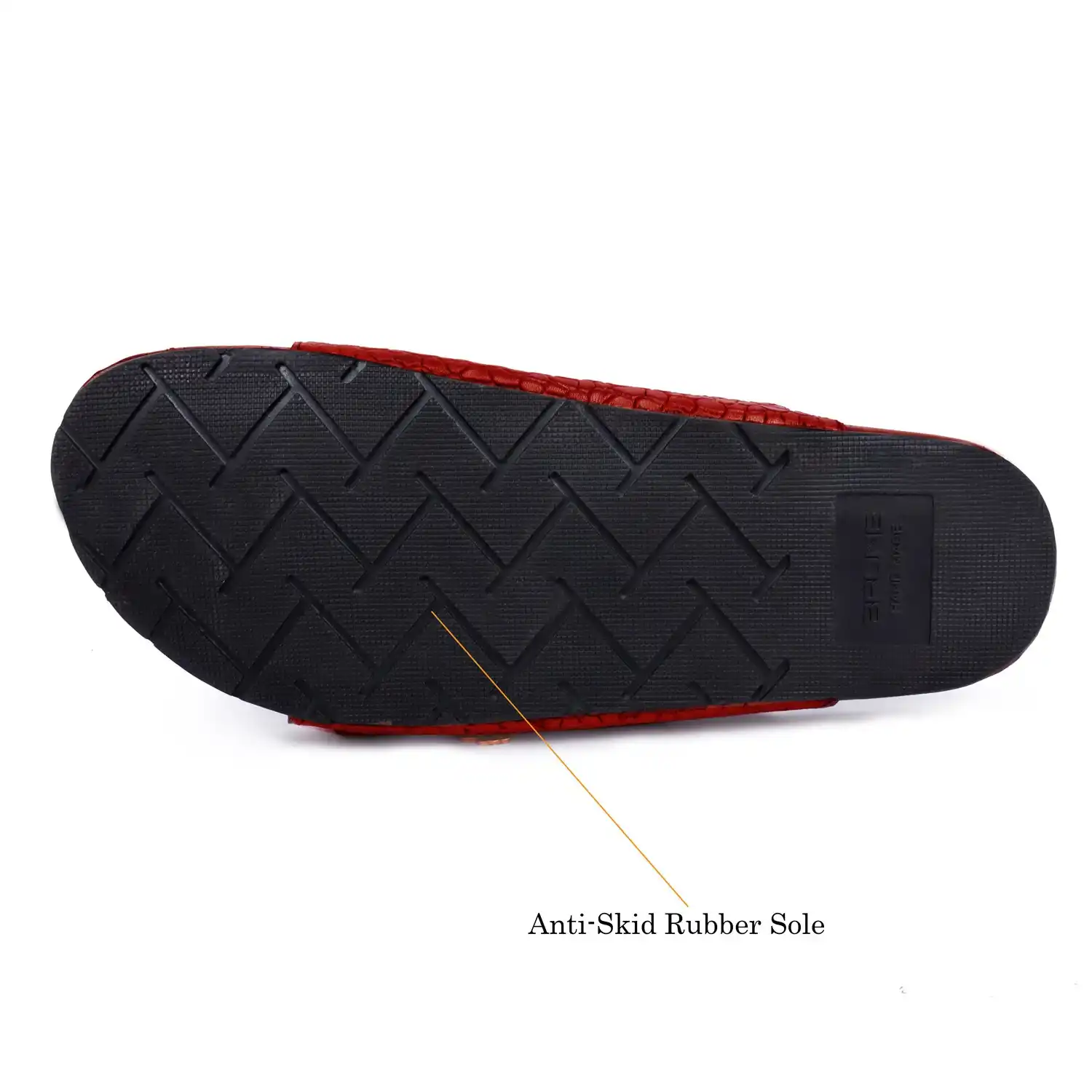 Men Wine Adjustable Buckle Slipper in Deep Cut Leather