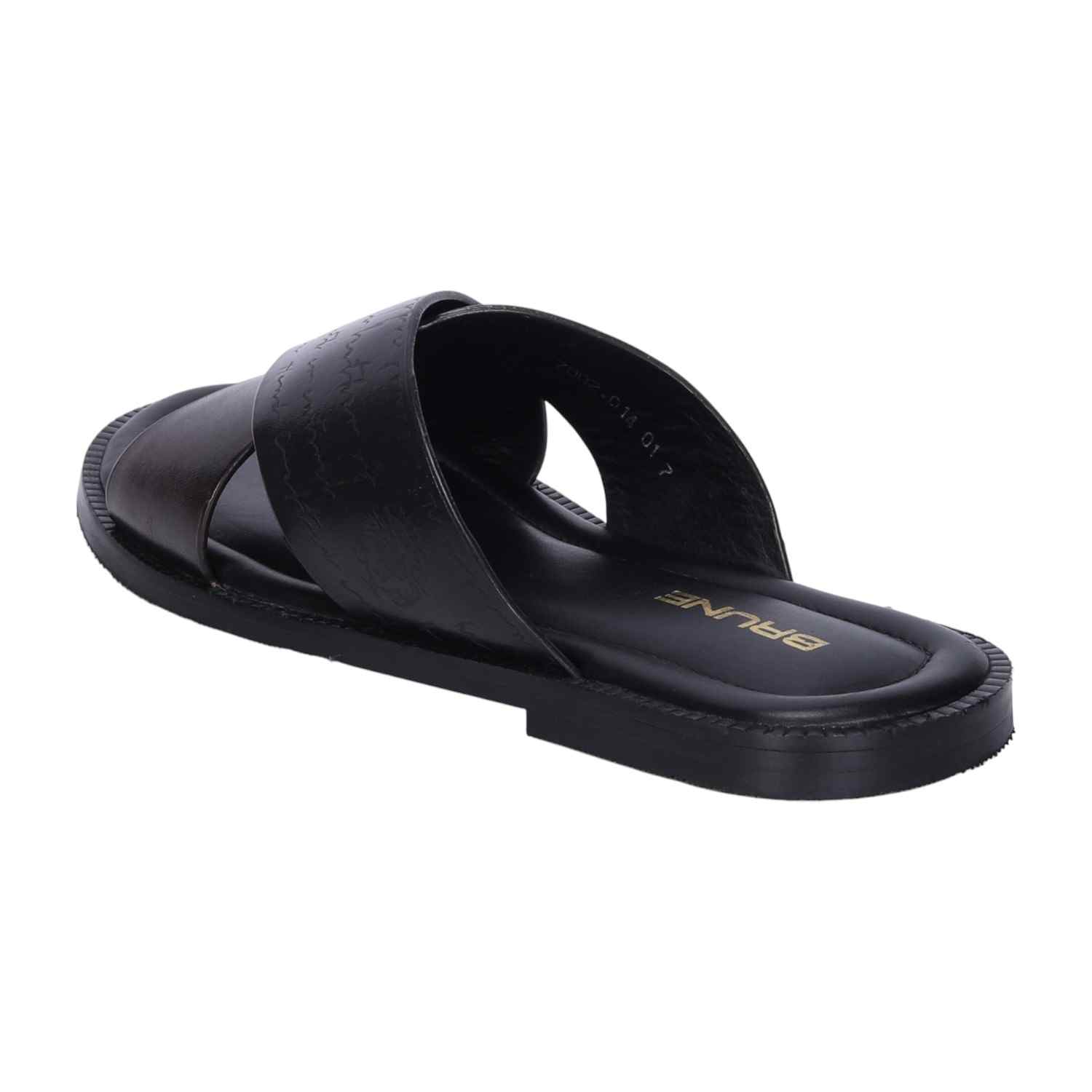 Men Slide-in Slipper with Crossover Black & Brown Leather