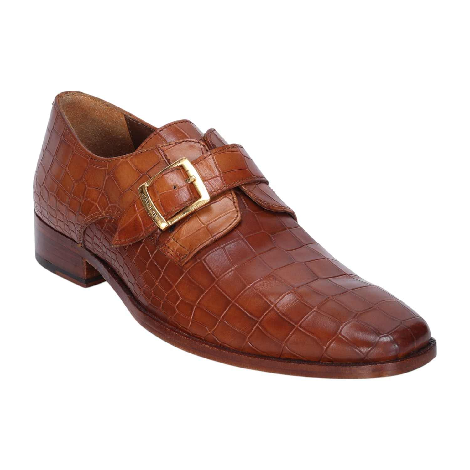 Men Formal Shoes With Derby Monk Strap Texture Leather