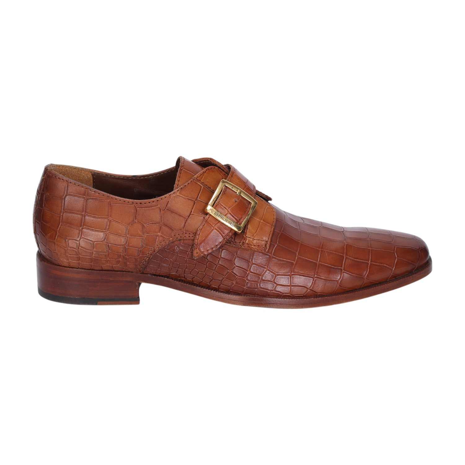 Men Formal Shoes With Derby Monk Strap Texture Leather