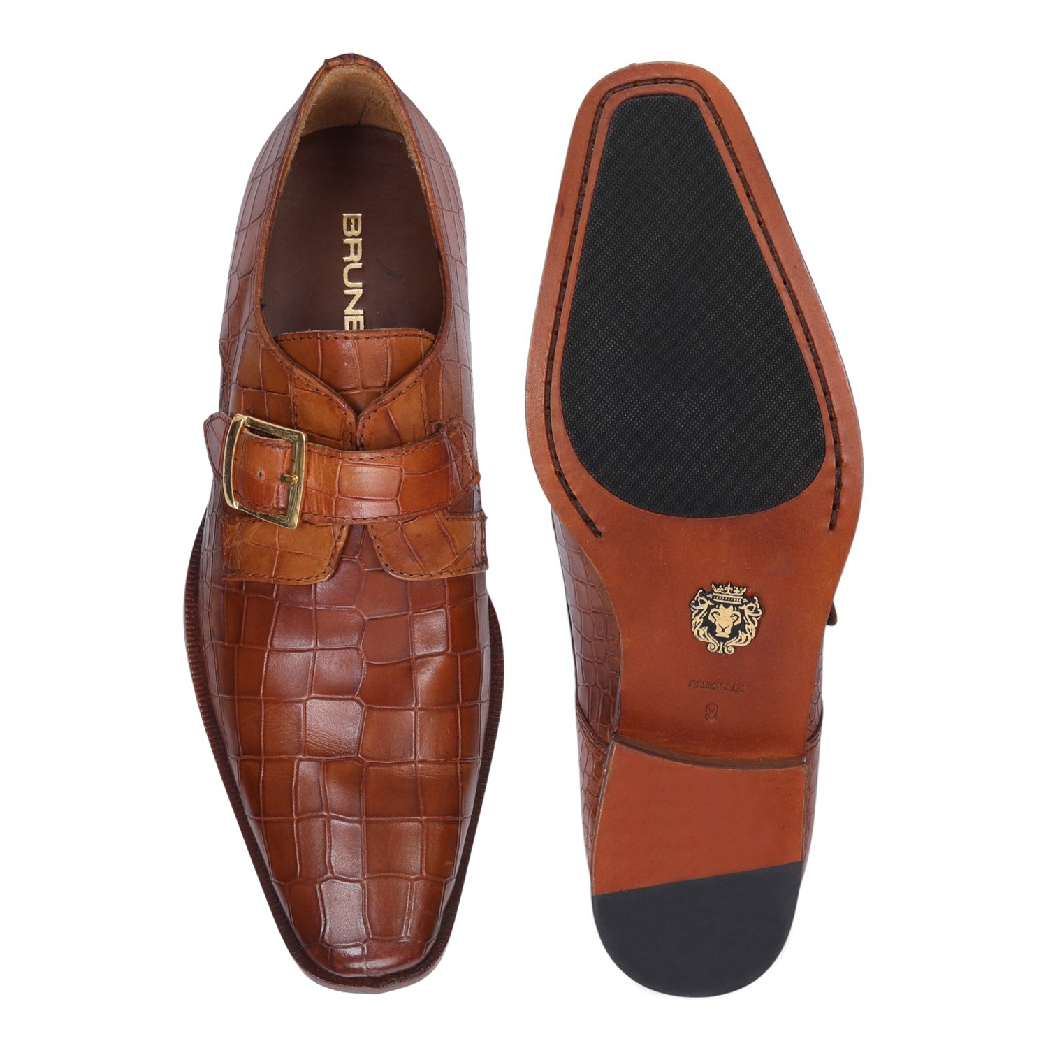 Men Formal Shoes With Derby Monk Strap Texture Leather