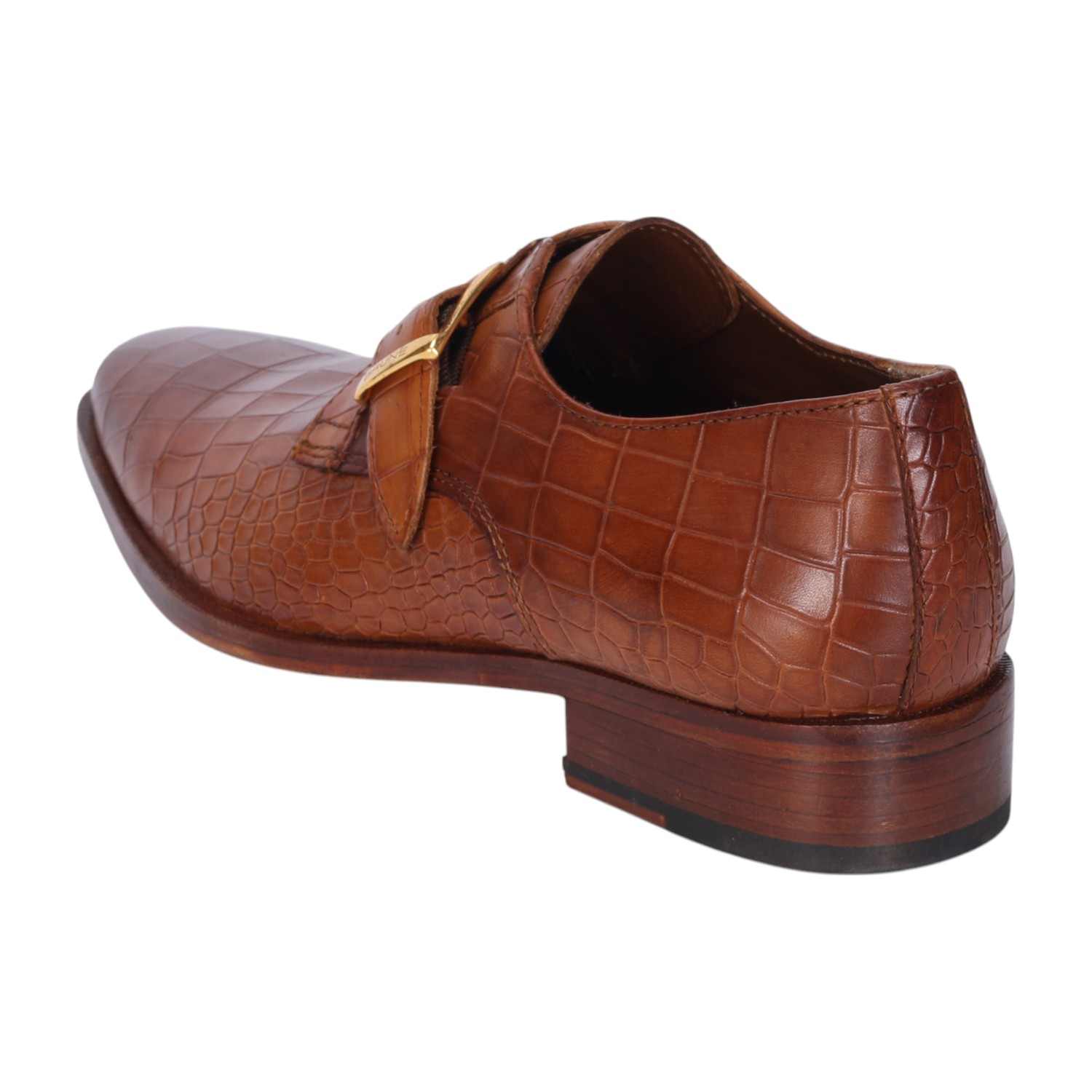 Men Formal Shoes With Derby Monk Strap Texture Leather