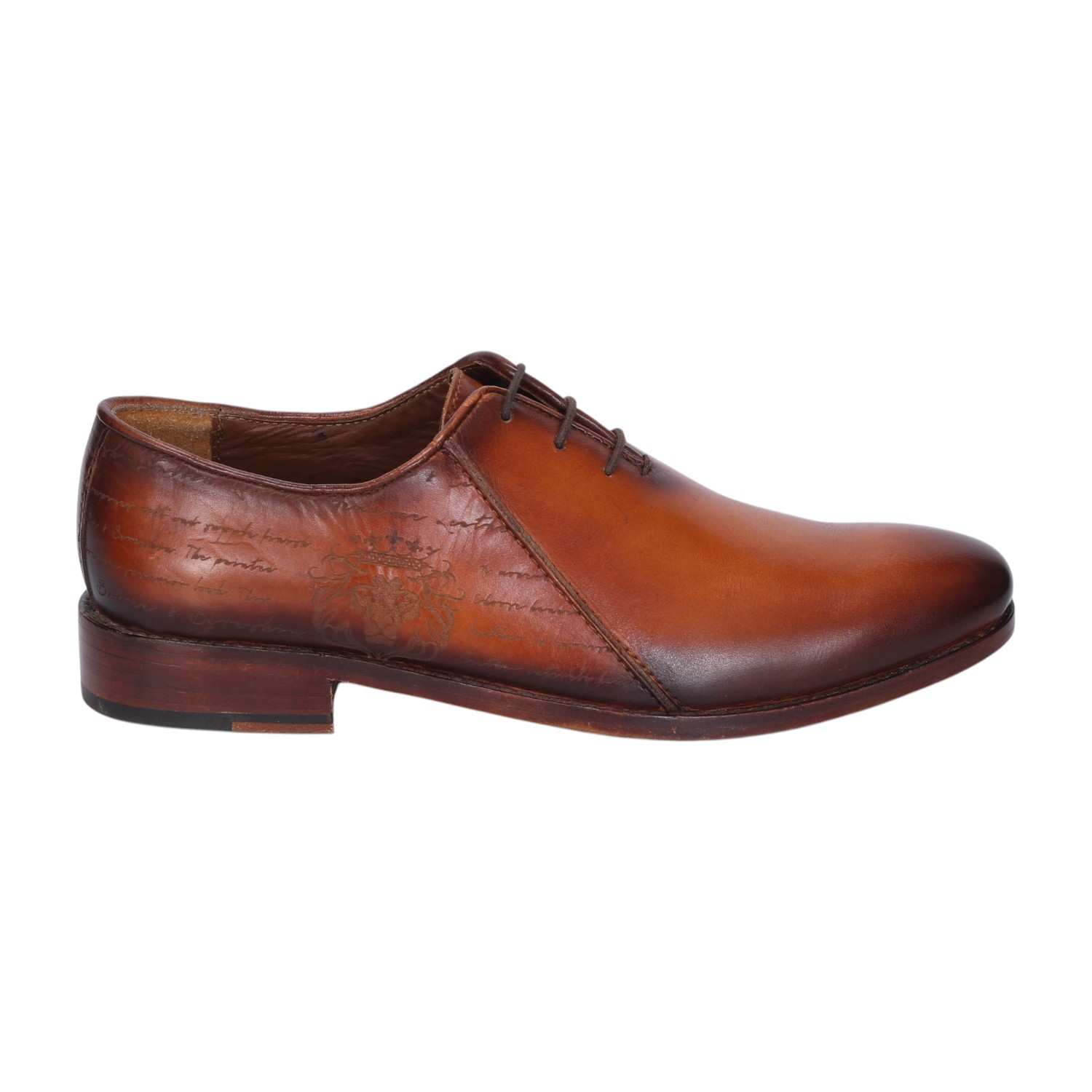 Men Tan Oxford Lace-Up Contrasting laser Formal Leather Shoe