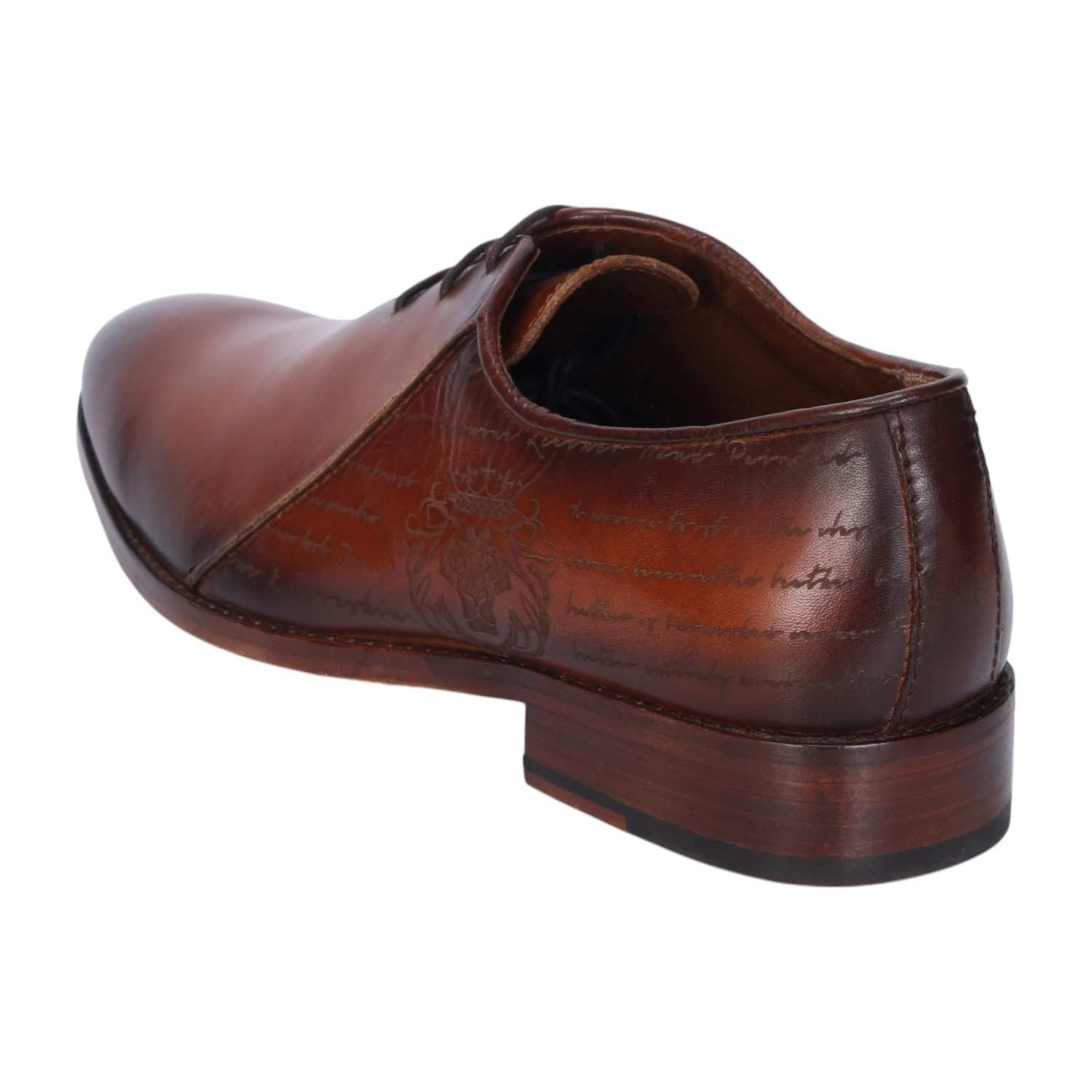 Men Tan Oxford Lace-Up Contrasting laser Formal Leather Shoe